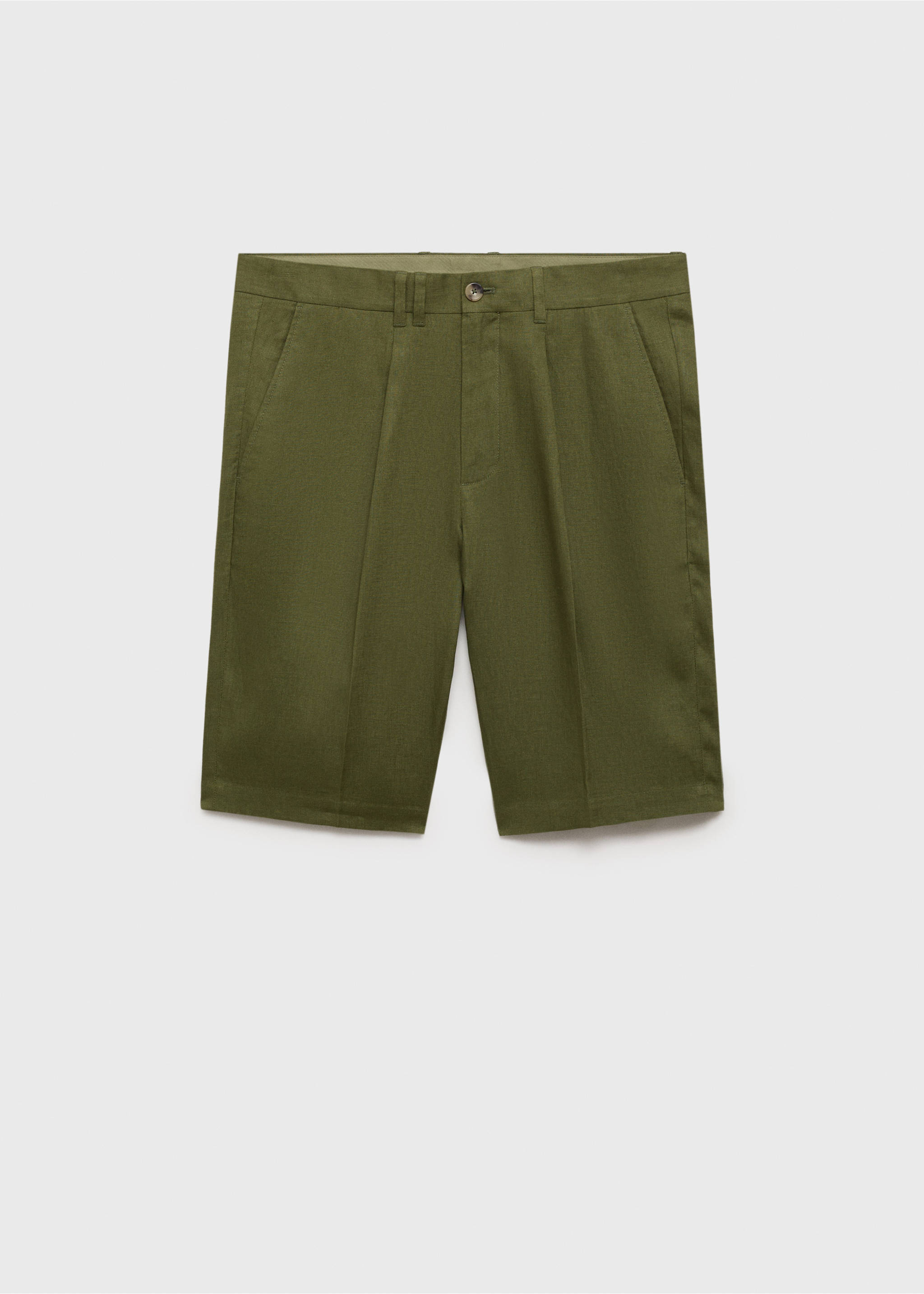 Bundfalten-Bermudashorts aus 100 % Leinen - Artikel ohne Model, Grün. Ref: 87045917-00.