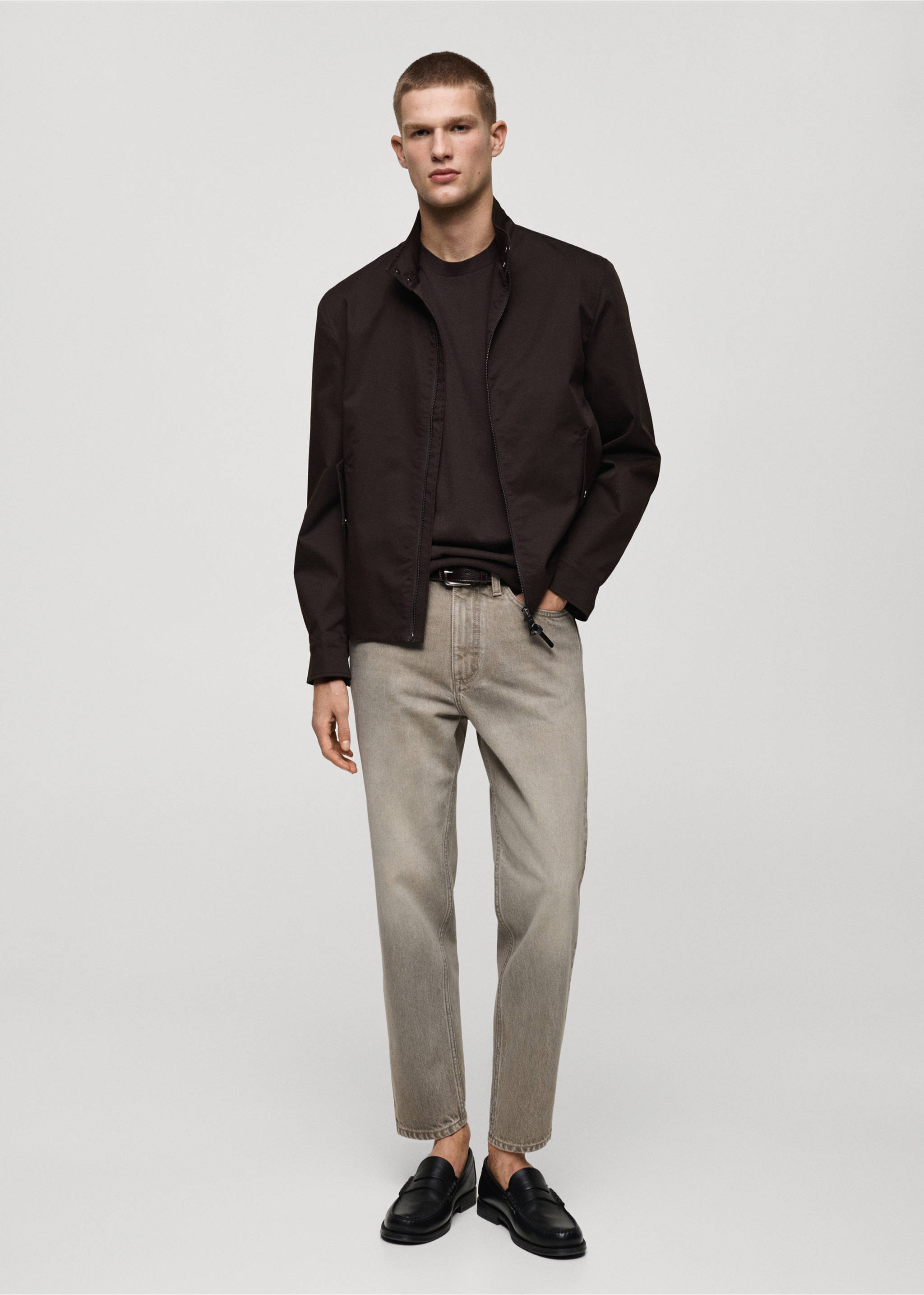 Jeans cropped carrot fit - Plano general, Gris. Ref: 87045922-00.