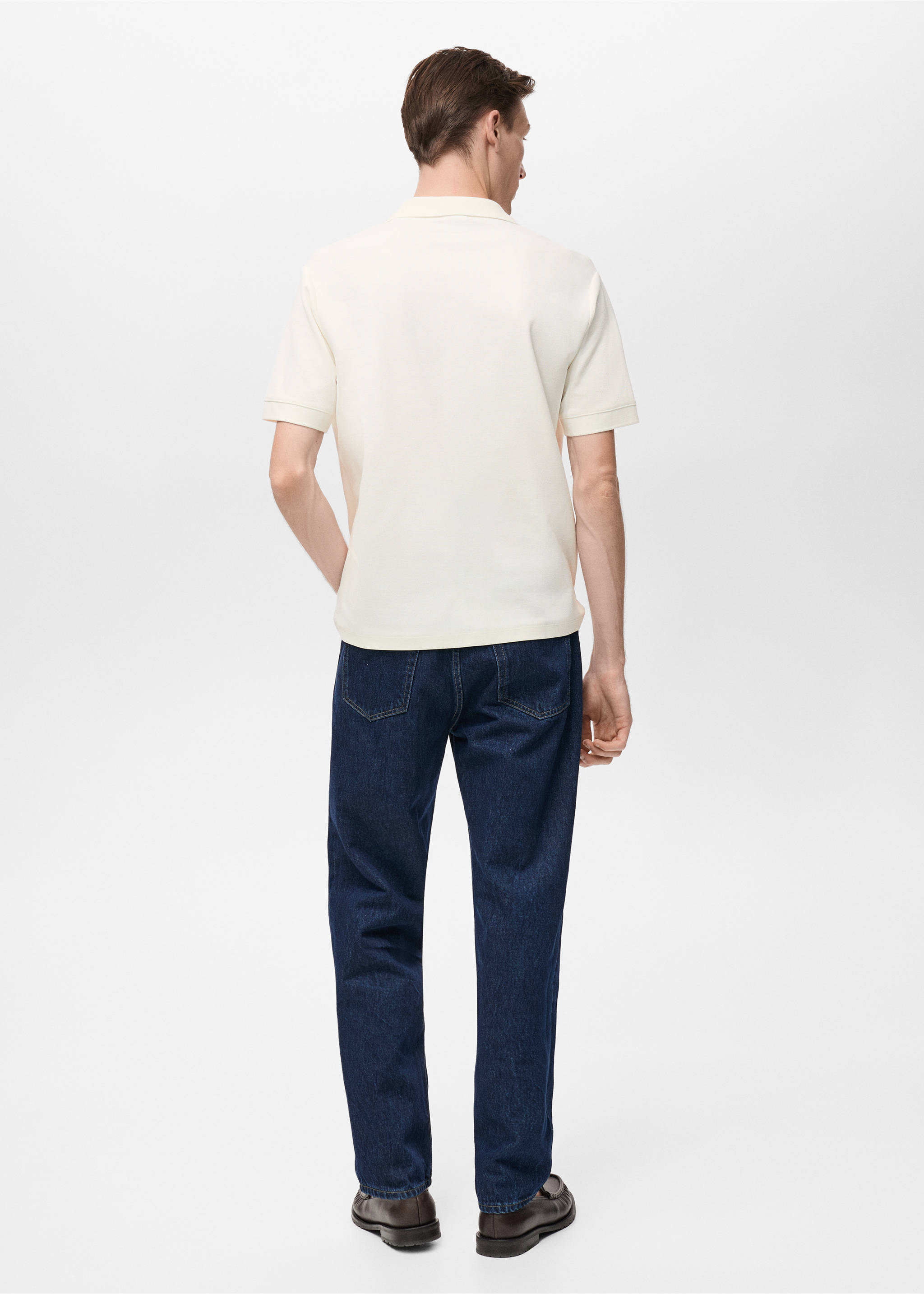 Structured knitted polo shirt - Reverse of the article, White. Ref: 87045926-00.