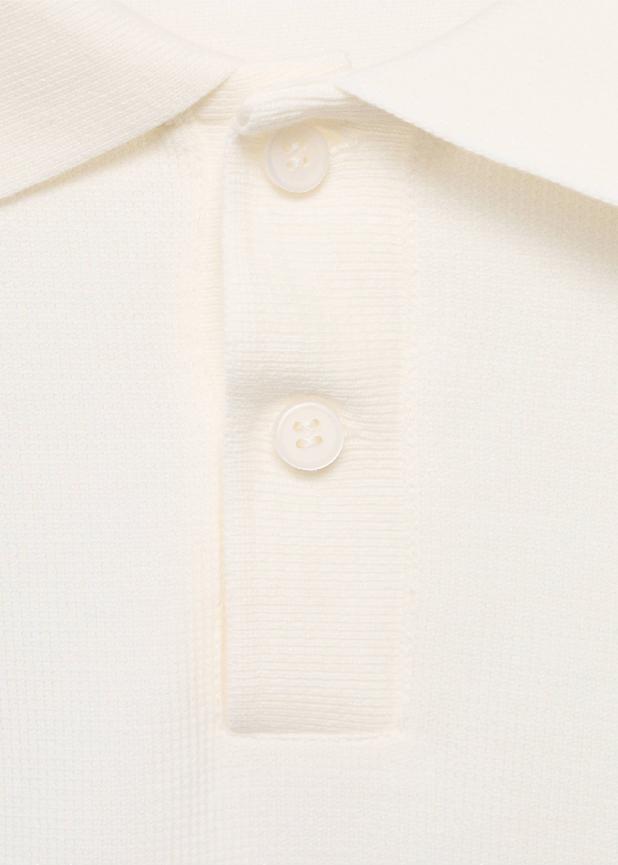 Structured knitted polo shirt - Details of the article 8, White. Ref: 87045926-00.