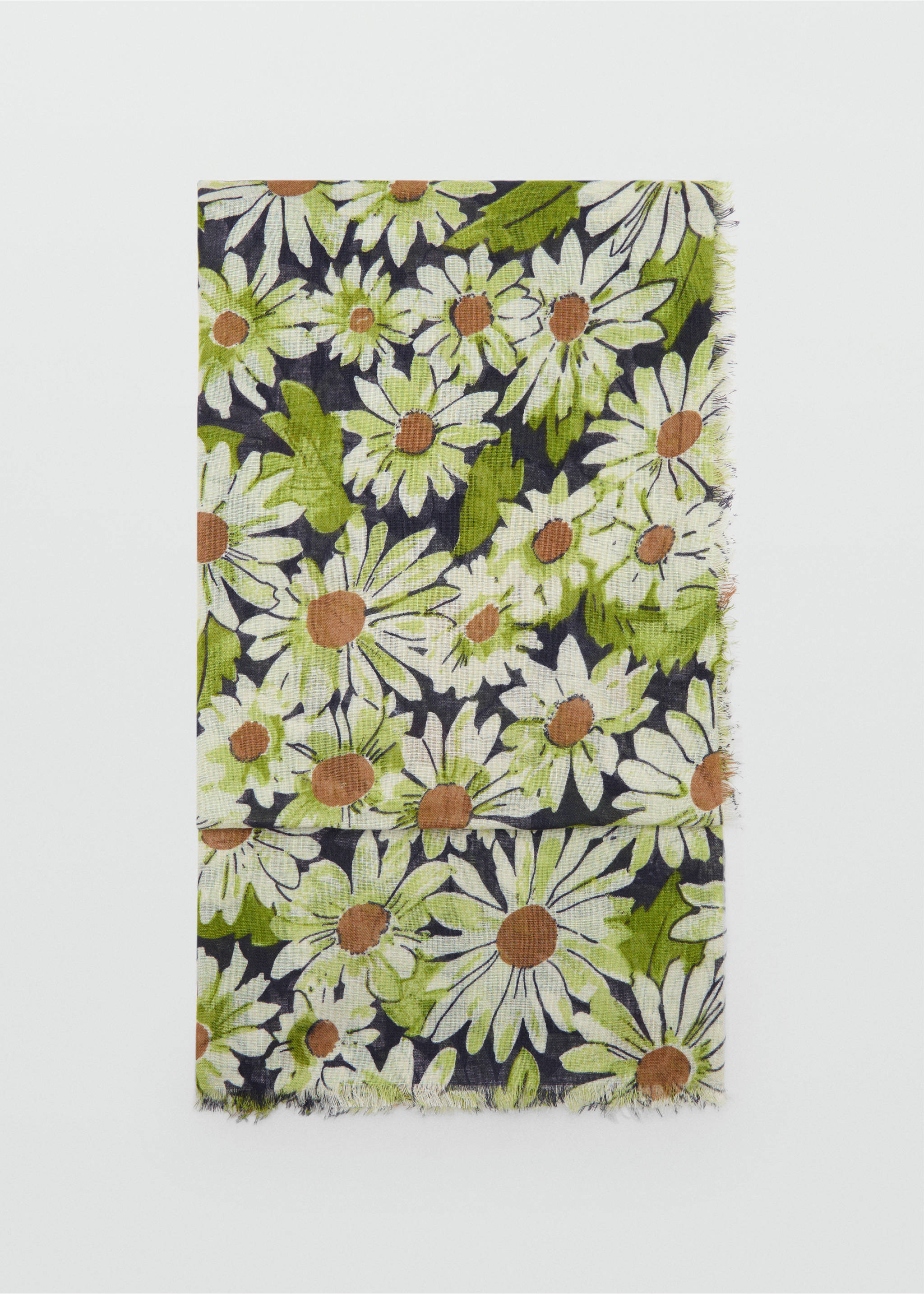 Fular mezcla lino floral - Artículo sin modelo, Verde. Ref: 87045927-00.