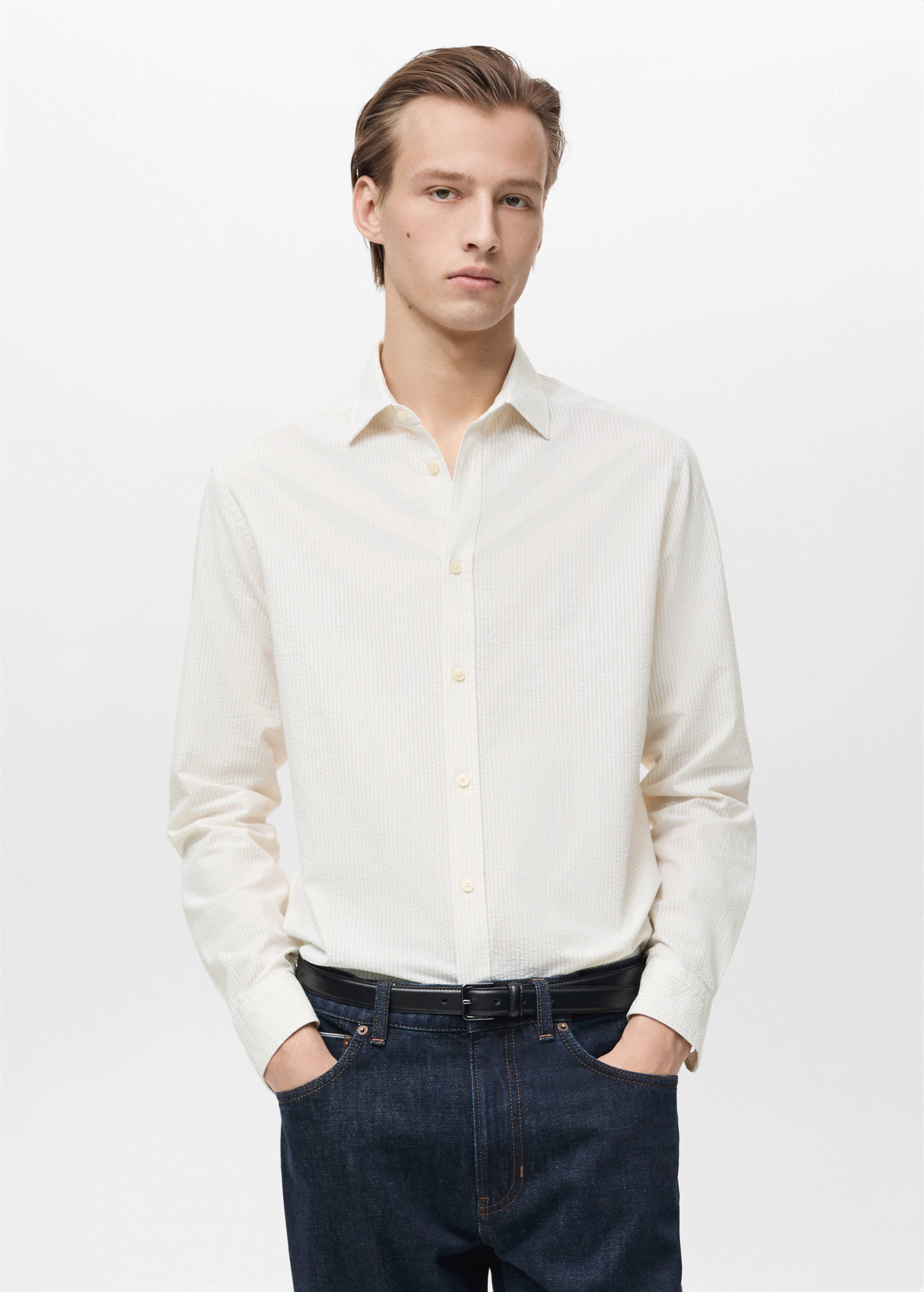 Πουκάμισο seersucker ριγέ - Μεσαίο πλάνο