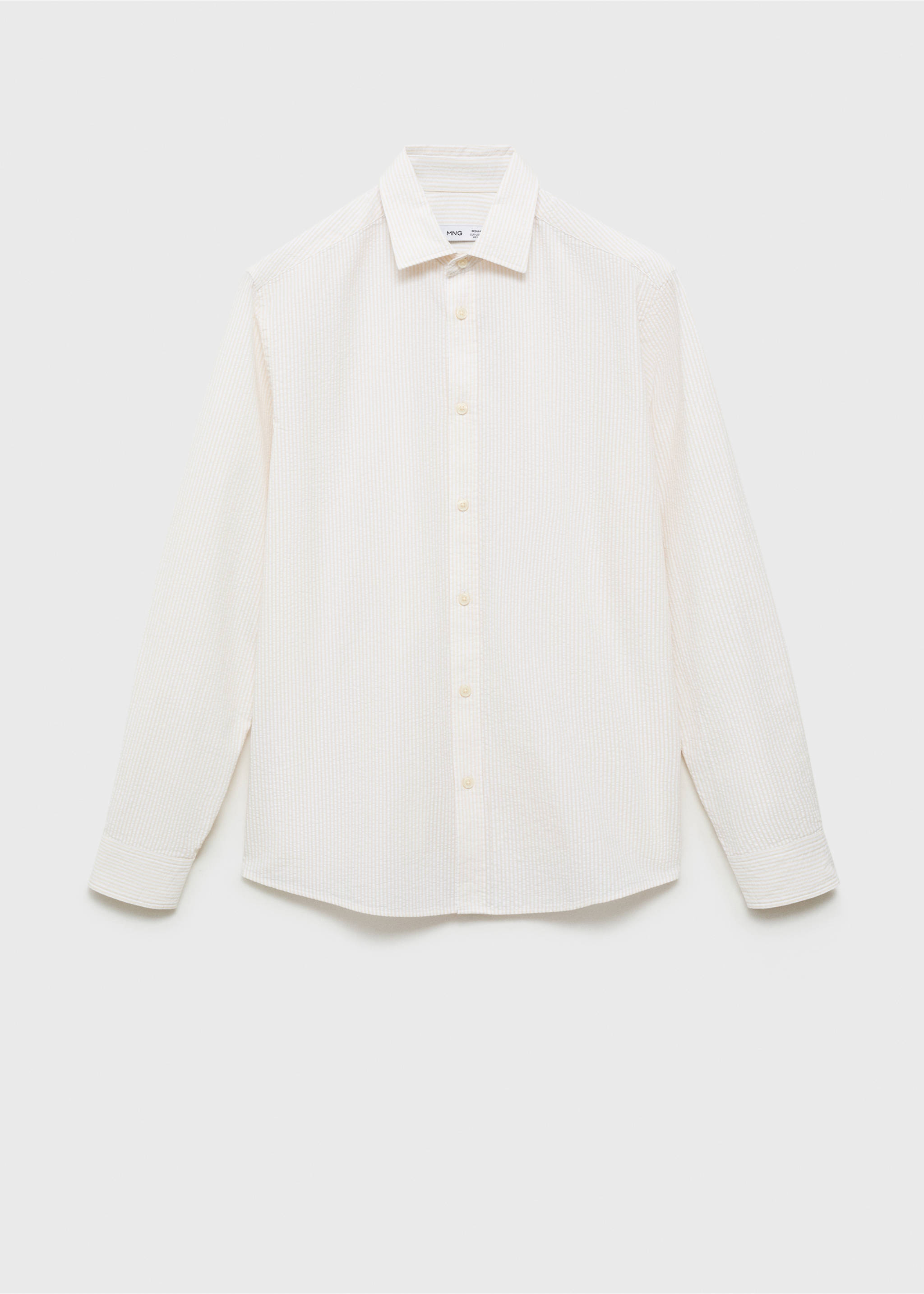 Gestreiftes Seersucker-Hemd - Artikel ohne Model, Sandfarben. Ref: 87045932-00.