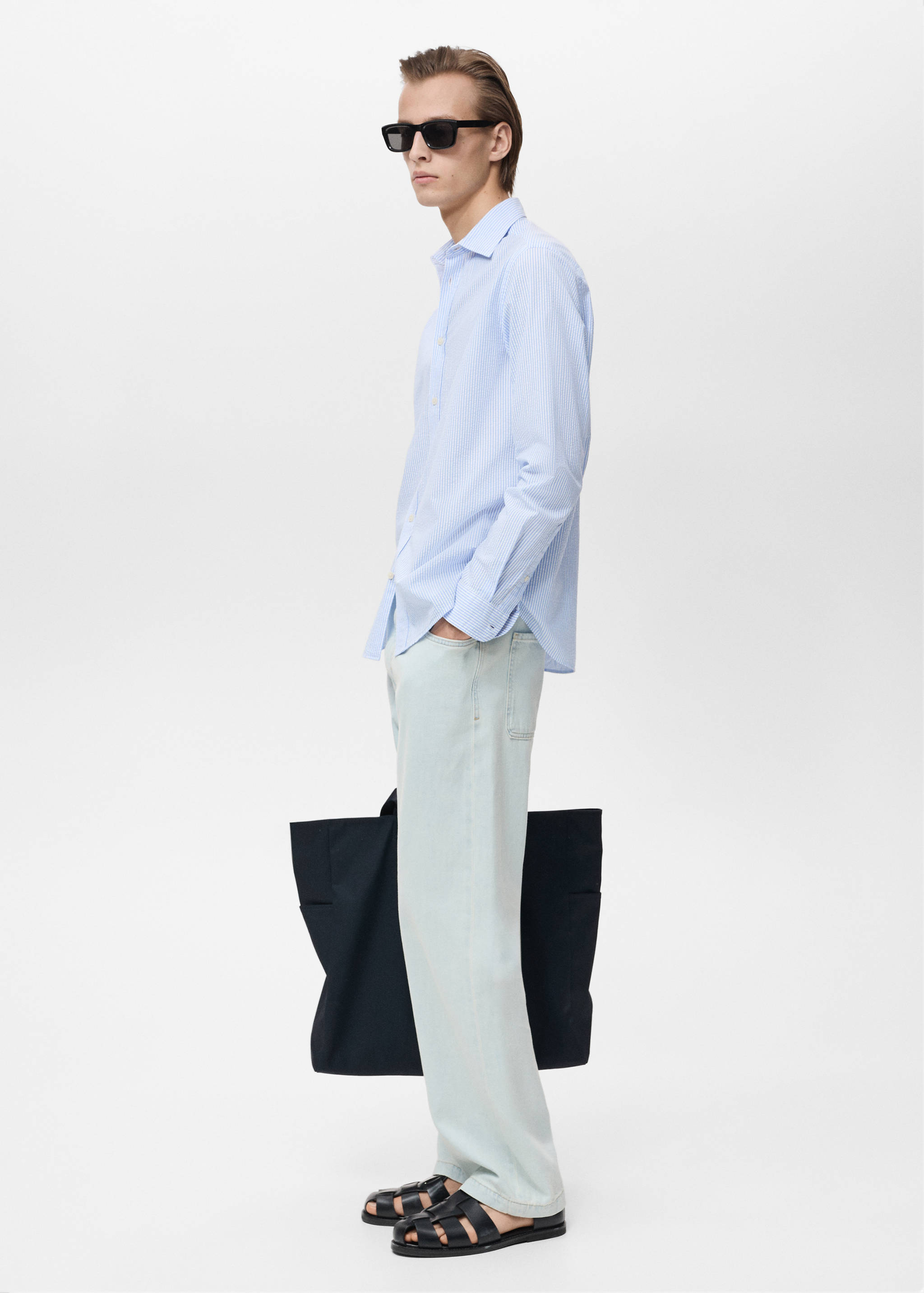 Striped seersucker shirt - Details of the article 2