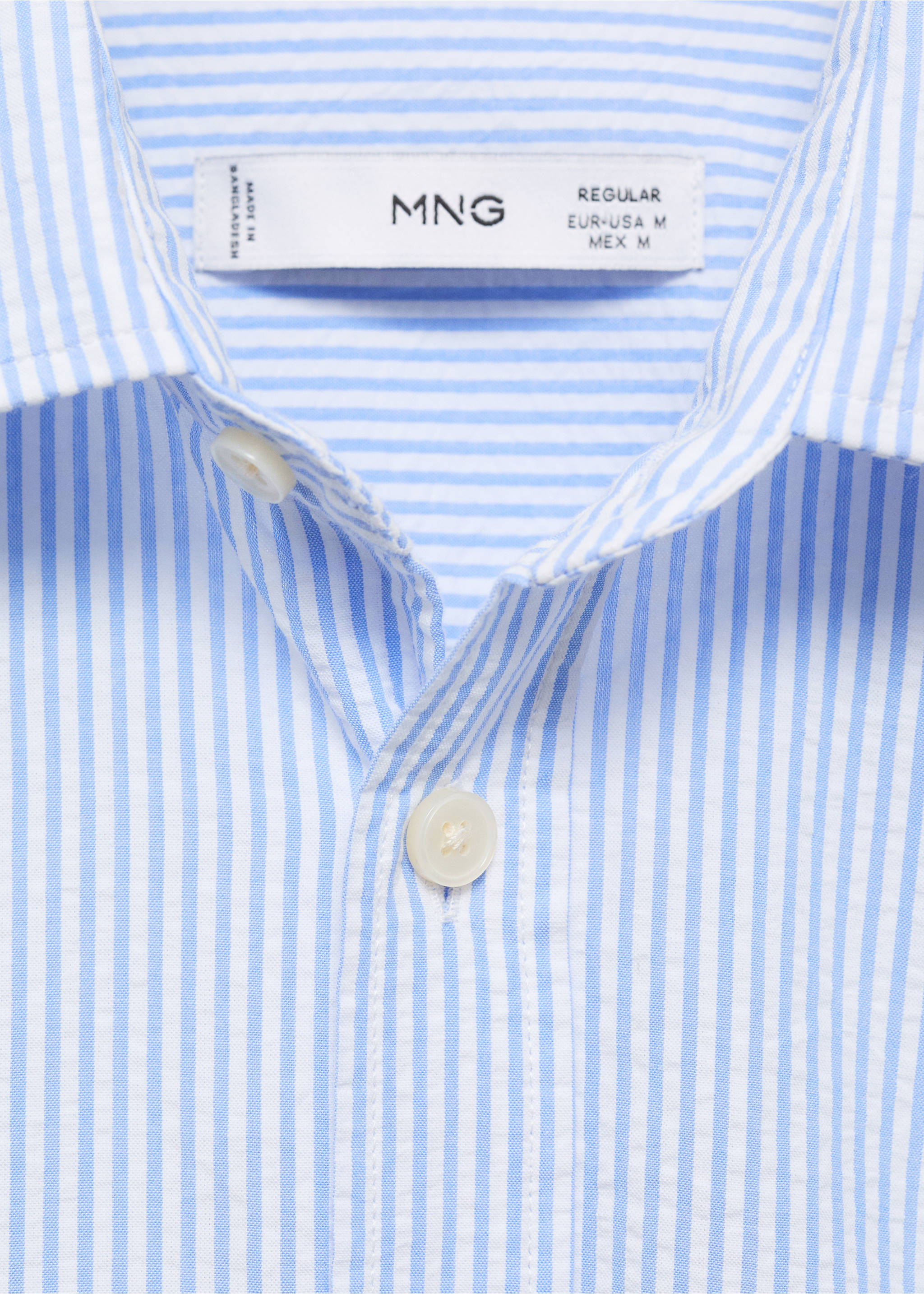 Striped seersucker shirt - Details of the article 8, Sky Blue. Ref: 87045932-00.