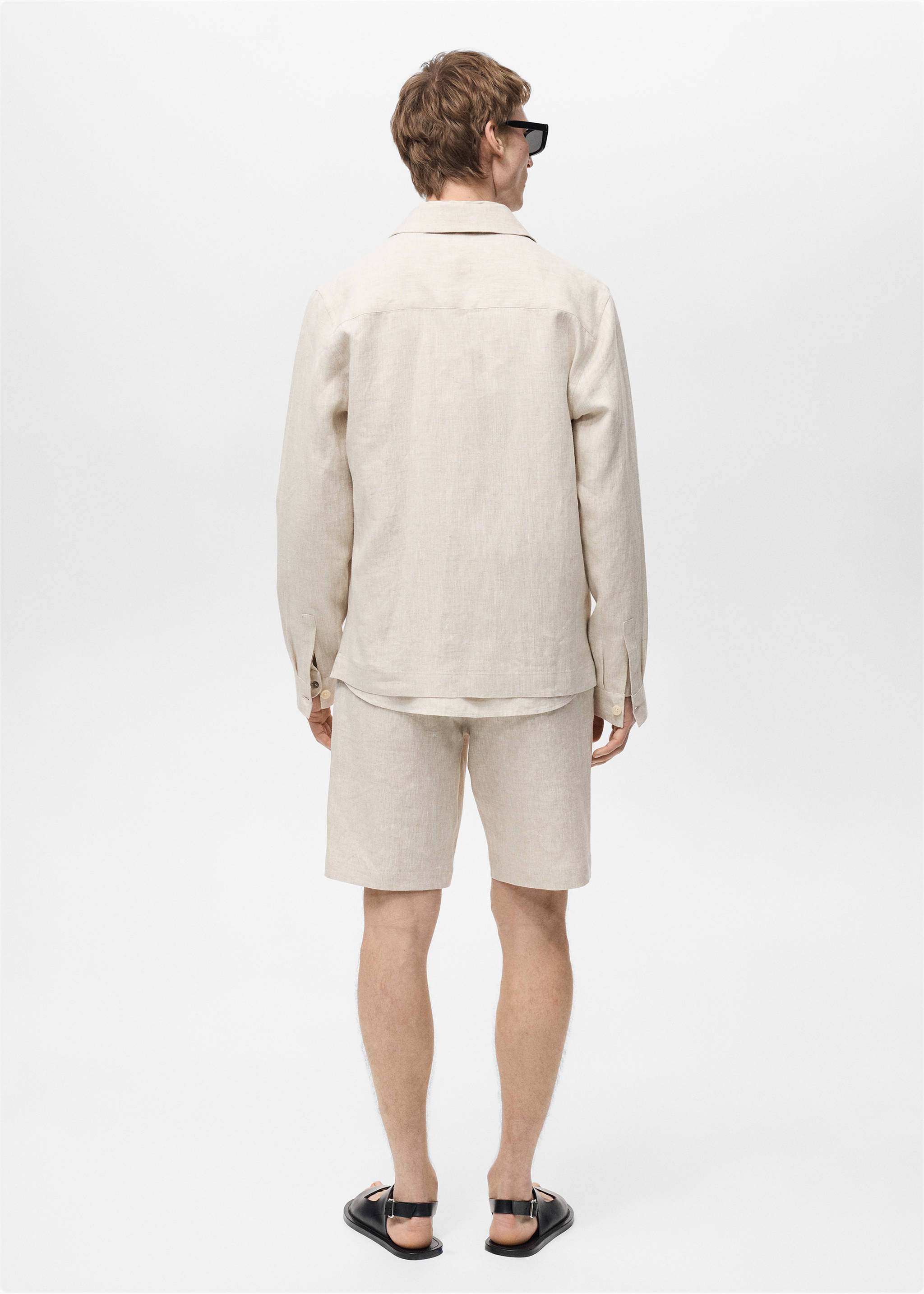 Surchemise 100 % lin poches - Verso de l’article, Sable. Ref: 87045933-00.