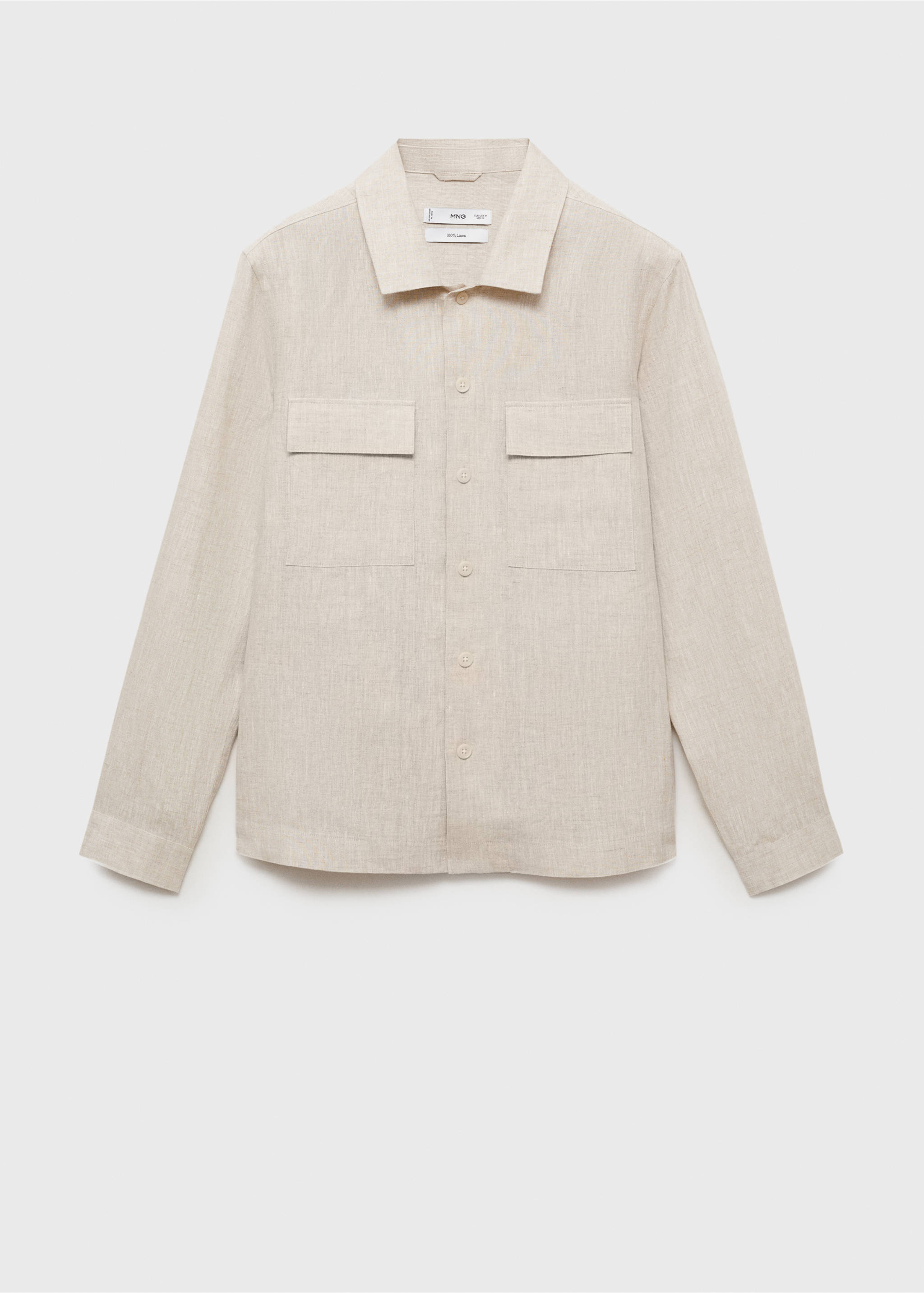 100% linen overshirt with pockets - Article without model, Sand. Ref: 87045933-00.