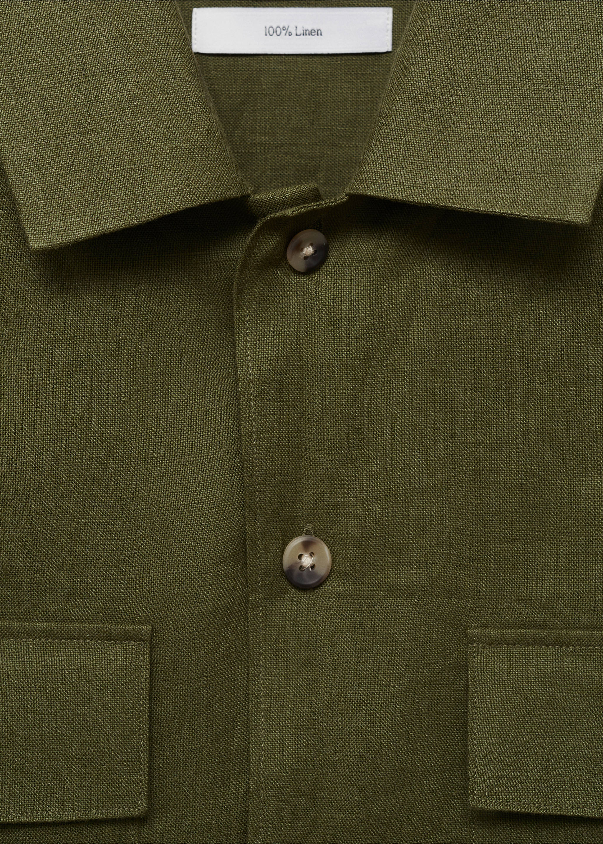 Overshirt mit Taschen aus 100 % Leinen - Detail des Artikels 8, Grün. Ref: 87045933-00.