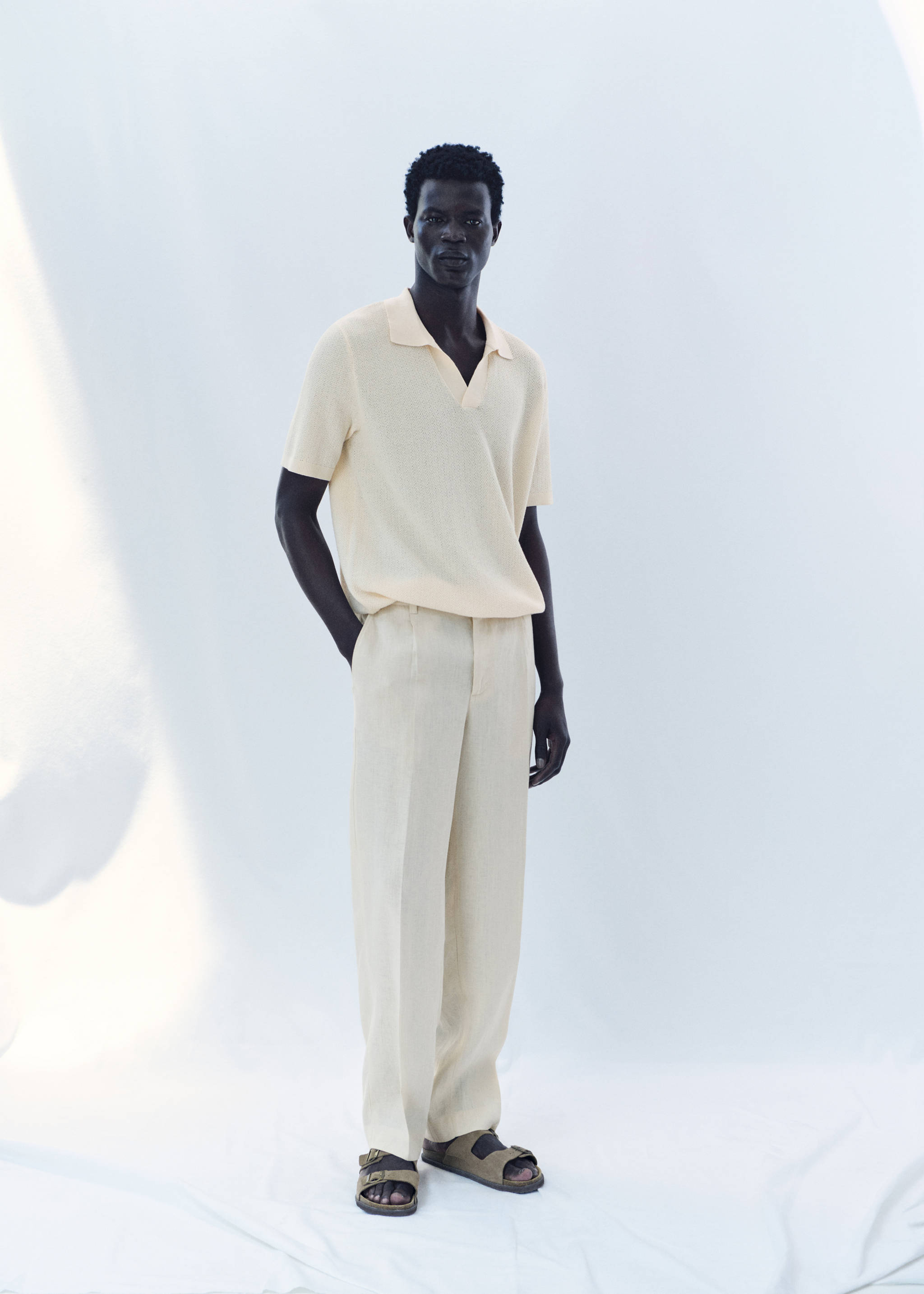 Polo maglia sottile - Dettaglio dell'articolo 3, Bianco avorio. Ref: 87045934-00.