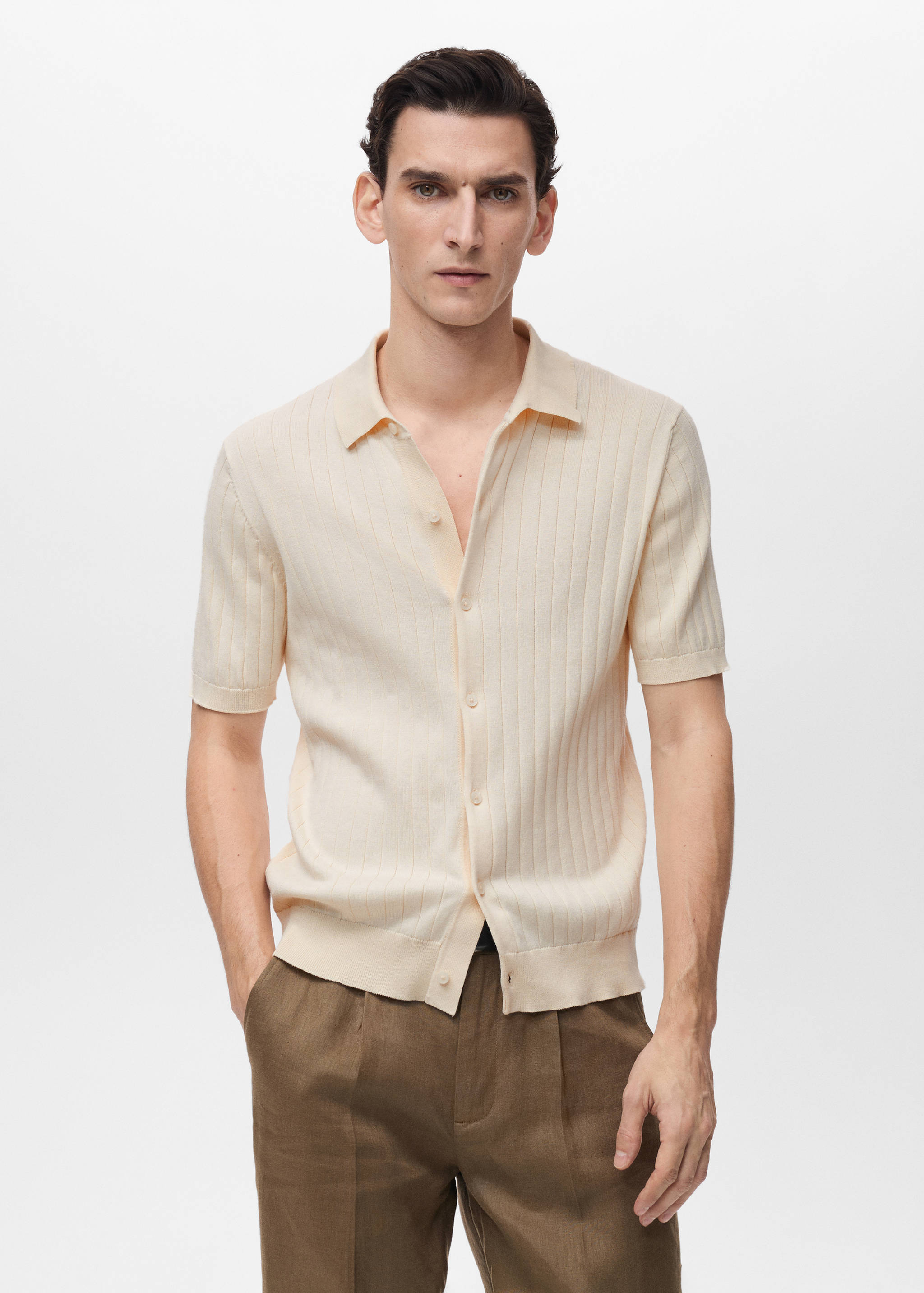 Camisa punto fino canalé - Plano medio