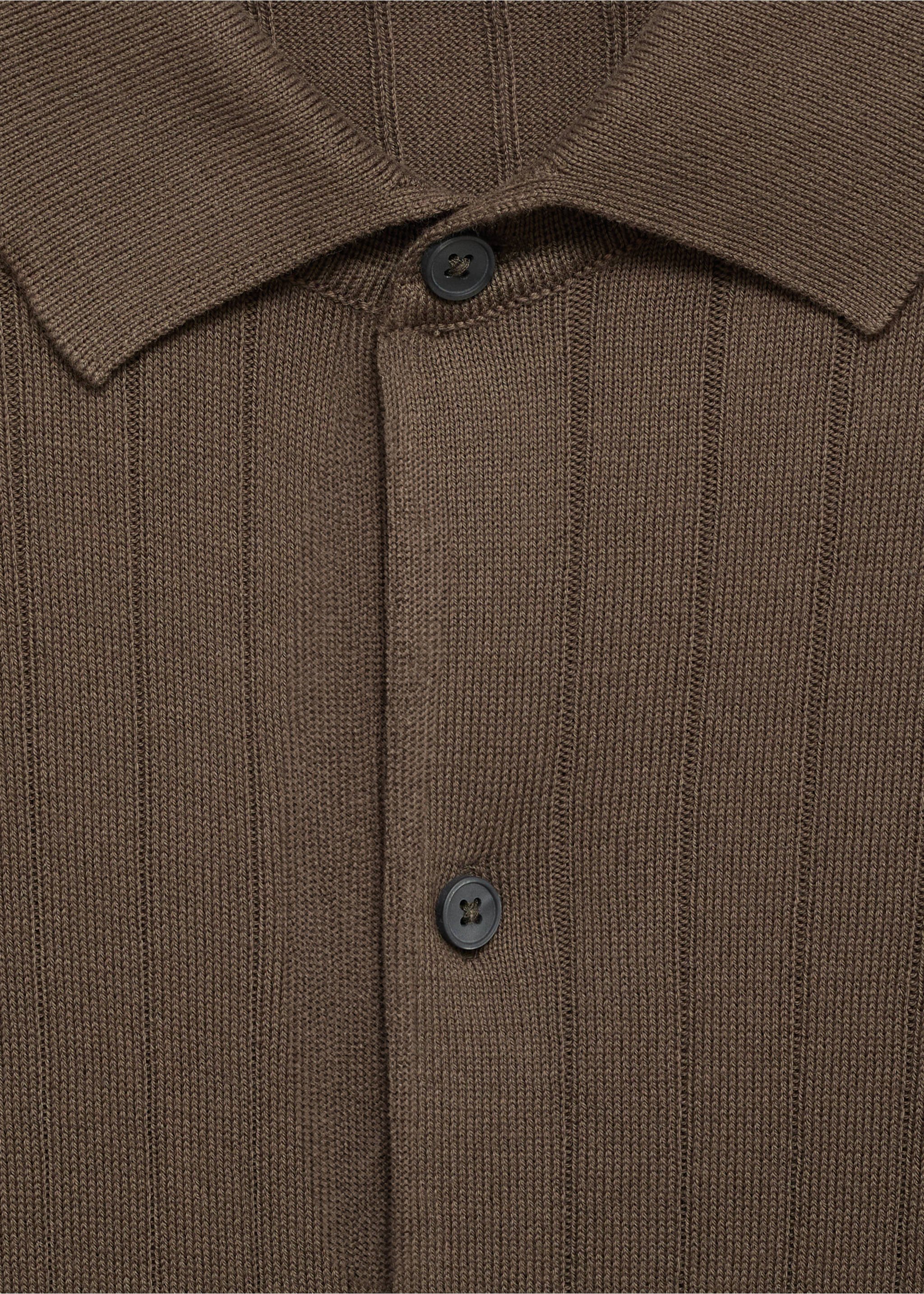 Fine rib-knit shirt - Details of the article 8, Brown. Ref: 87045935-00.