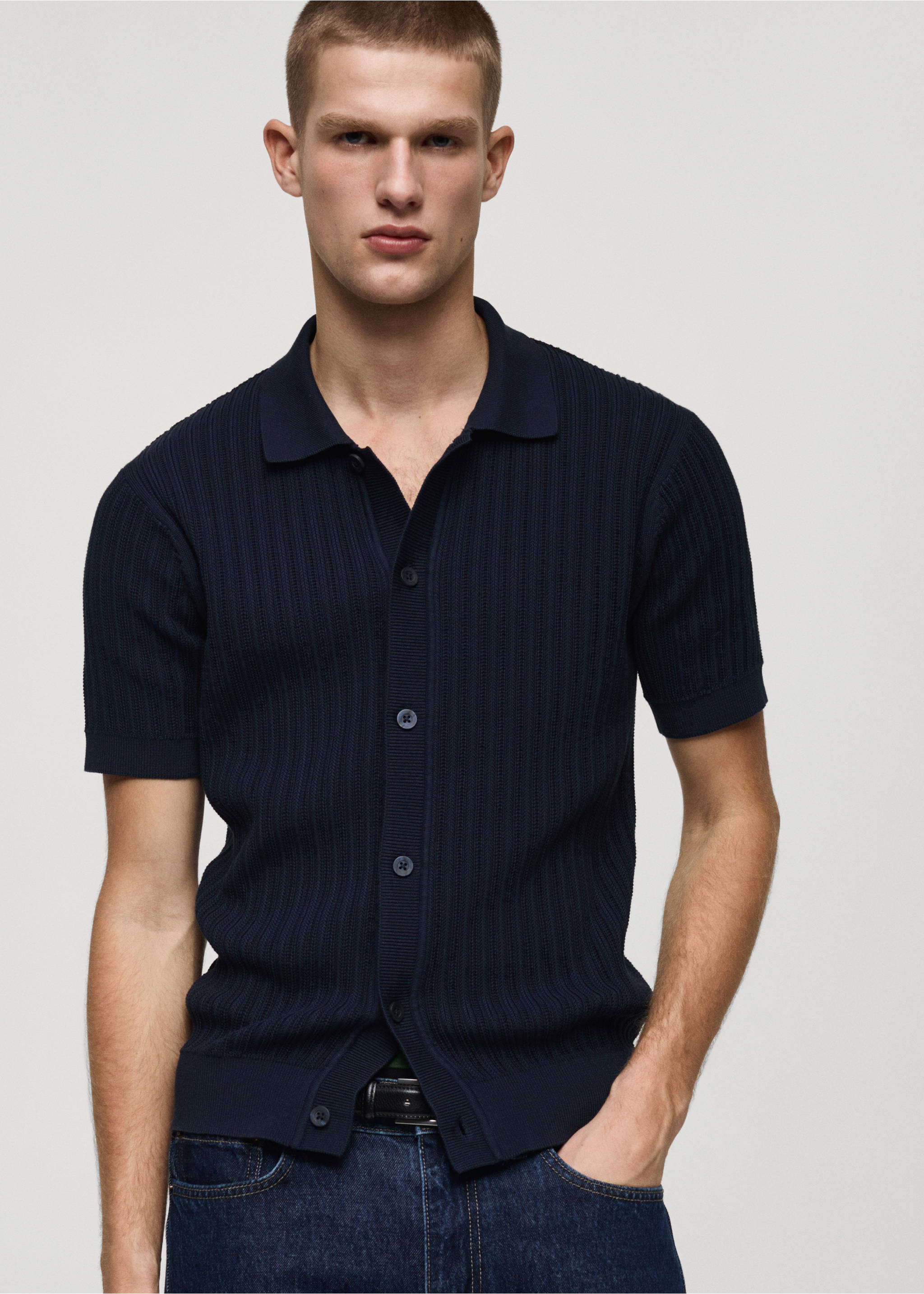 100% cotton shirt structure - Medium plane, Dark Navy. Ref: 87045936-00.