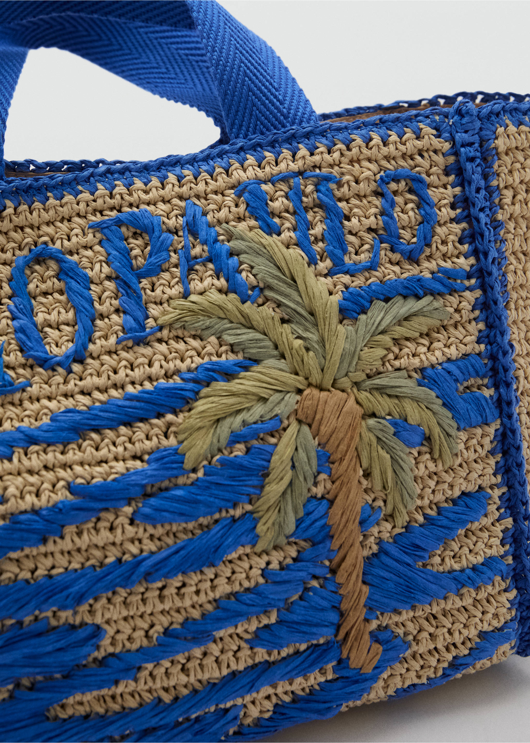 Raffia beach bag - Details of the article 2, Sand. Ref: 87045939-00.