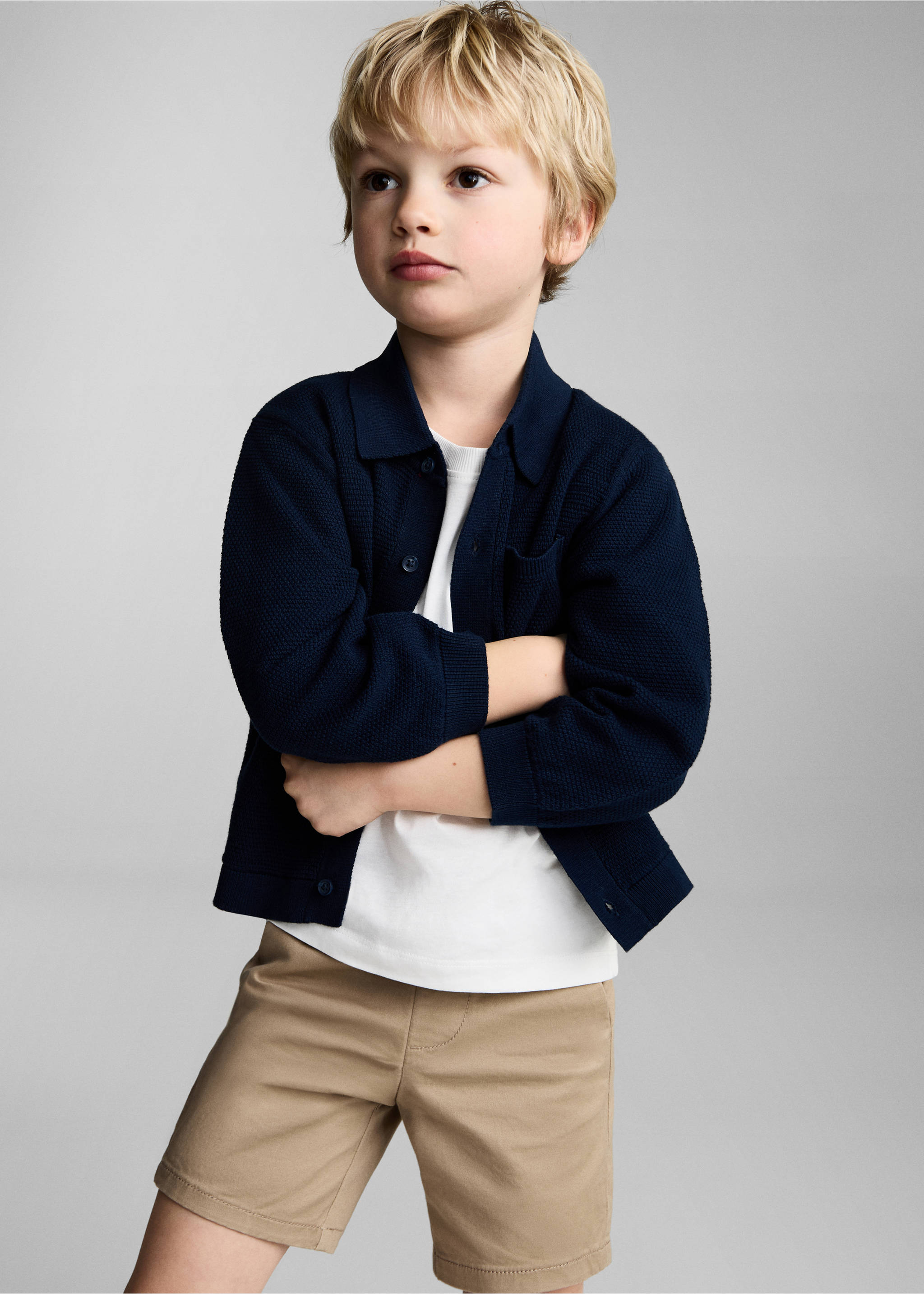 Baumwoll-Bermudashorts - Mittlere Ansicht, Beige. Ref: 87045944-00.