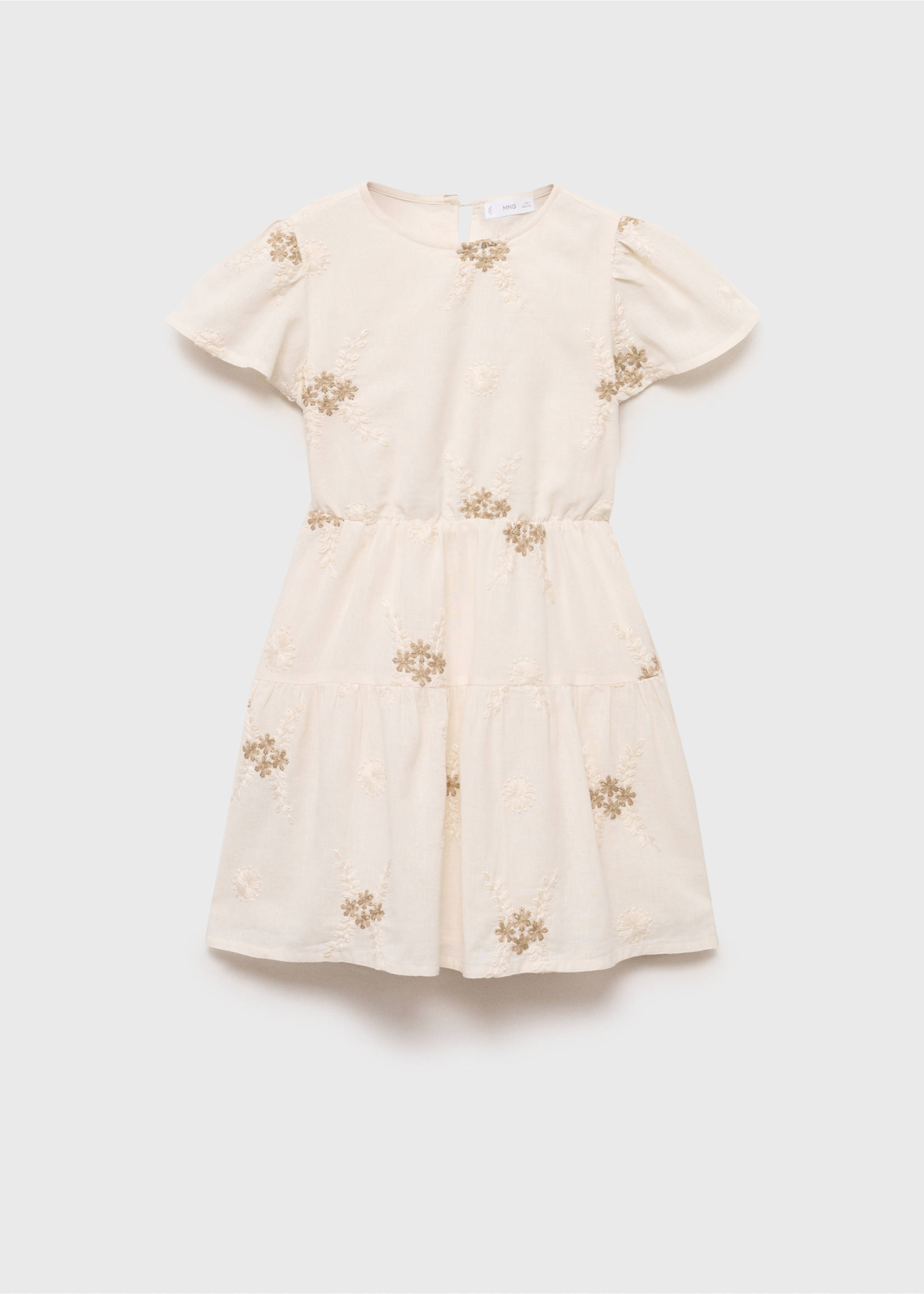 Short dress with embroidered detail - Article without model, Off White. Ref: 87045945-00.