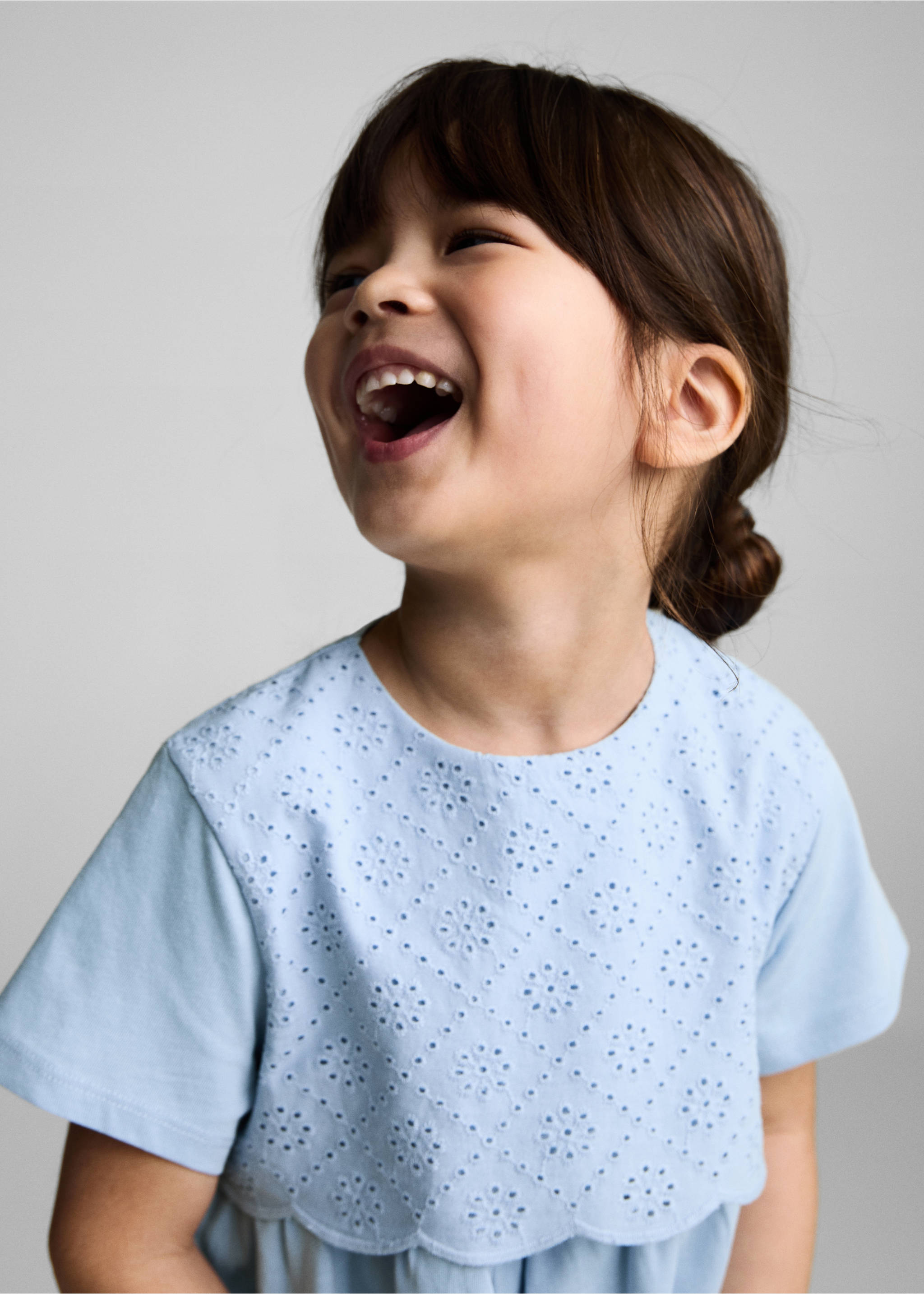 Robe brodée coton - Détail de l'article 1, Bleu. Ref: 87045948-00.