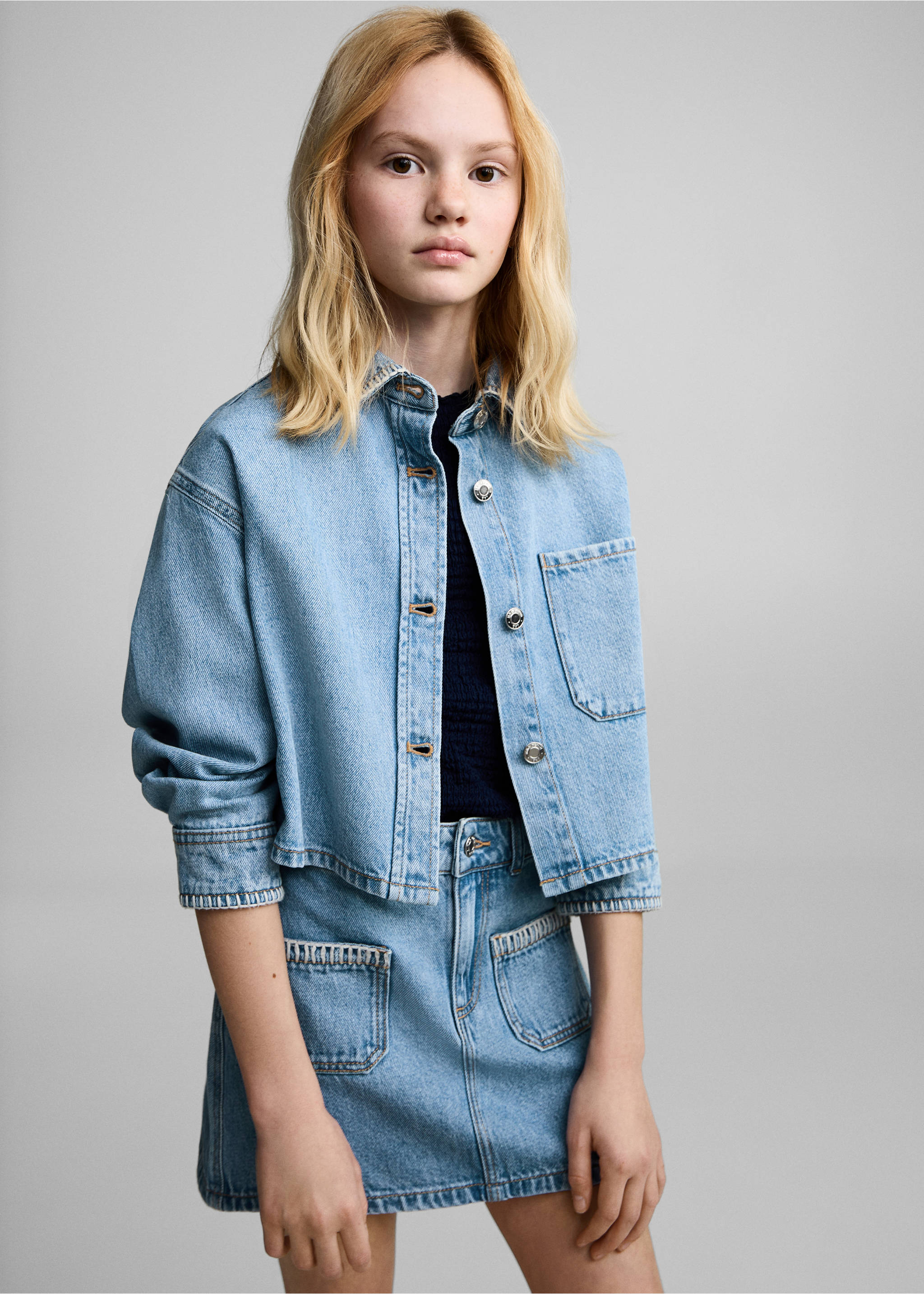 Denim short skirt - Medium plane, Medium Blue. Ref: 87045949-00.