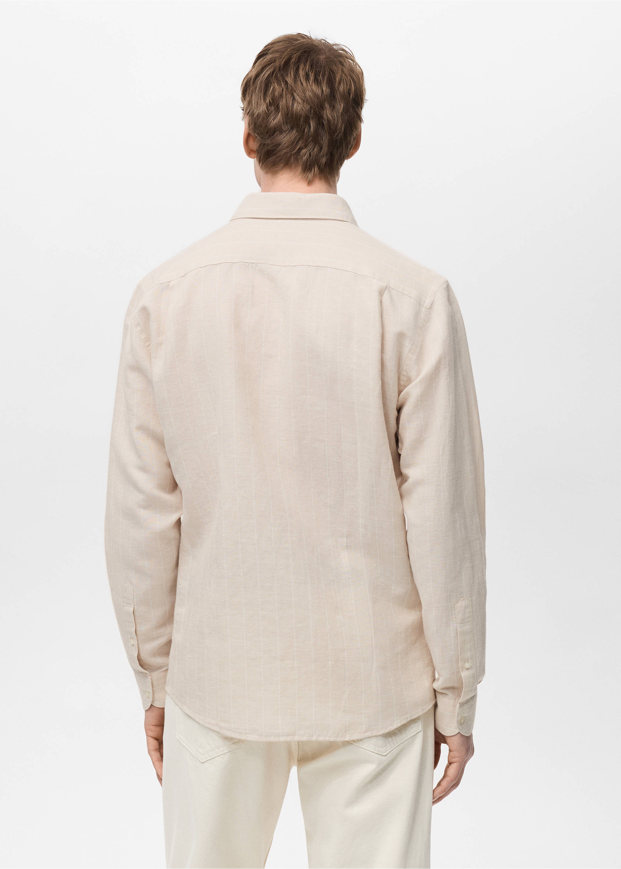 Linen pinstripe shirt - Reverse of the article, Beige. Ref: 87045951-00.