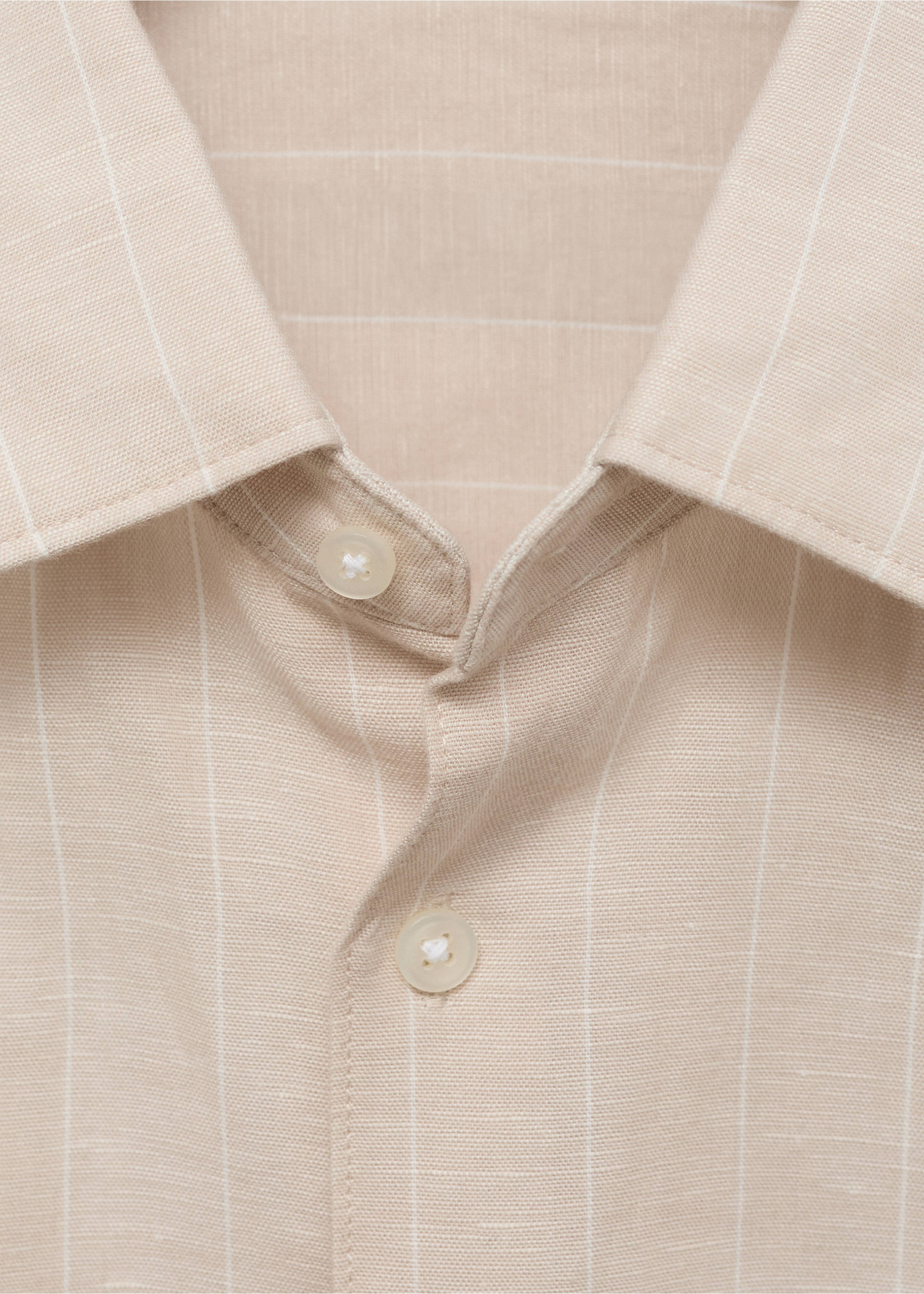 Linen pinstripe shirt - Details of the article 8, Beige. Ref: 87045951-00.