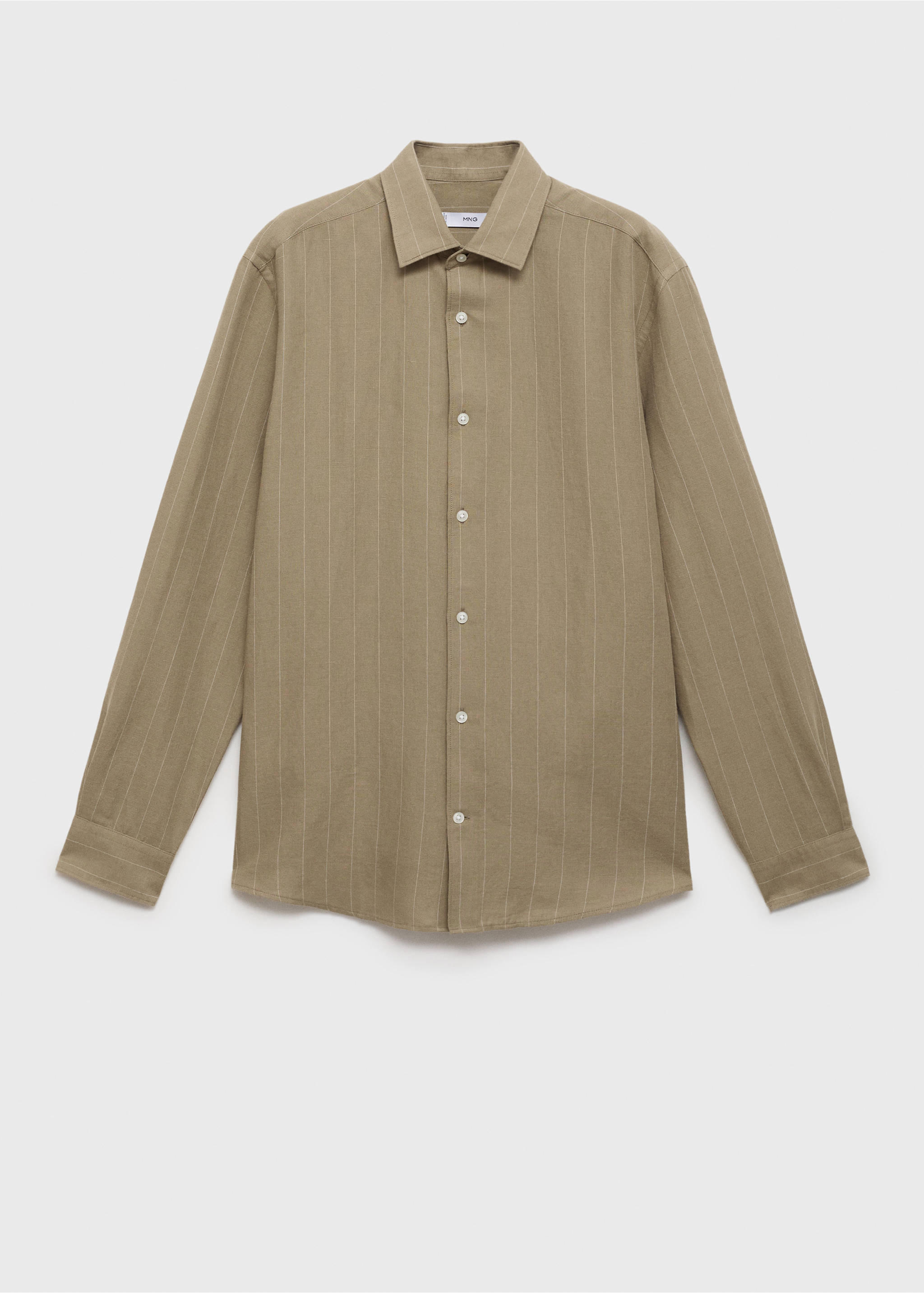 Linen pinstripe shirt - Article without model, Khaki. Ref: 87045951-00.