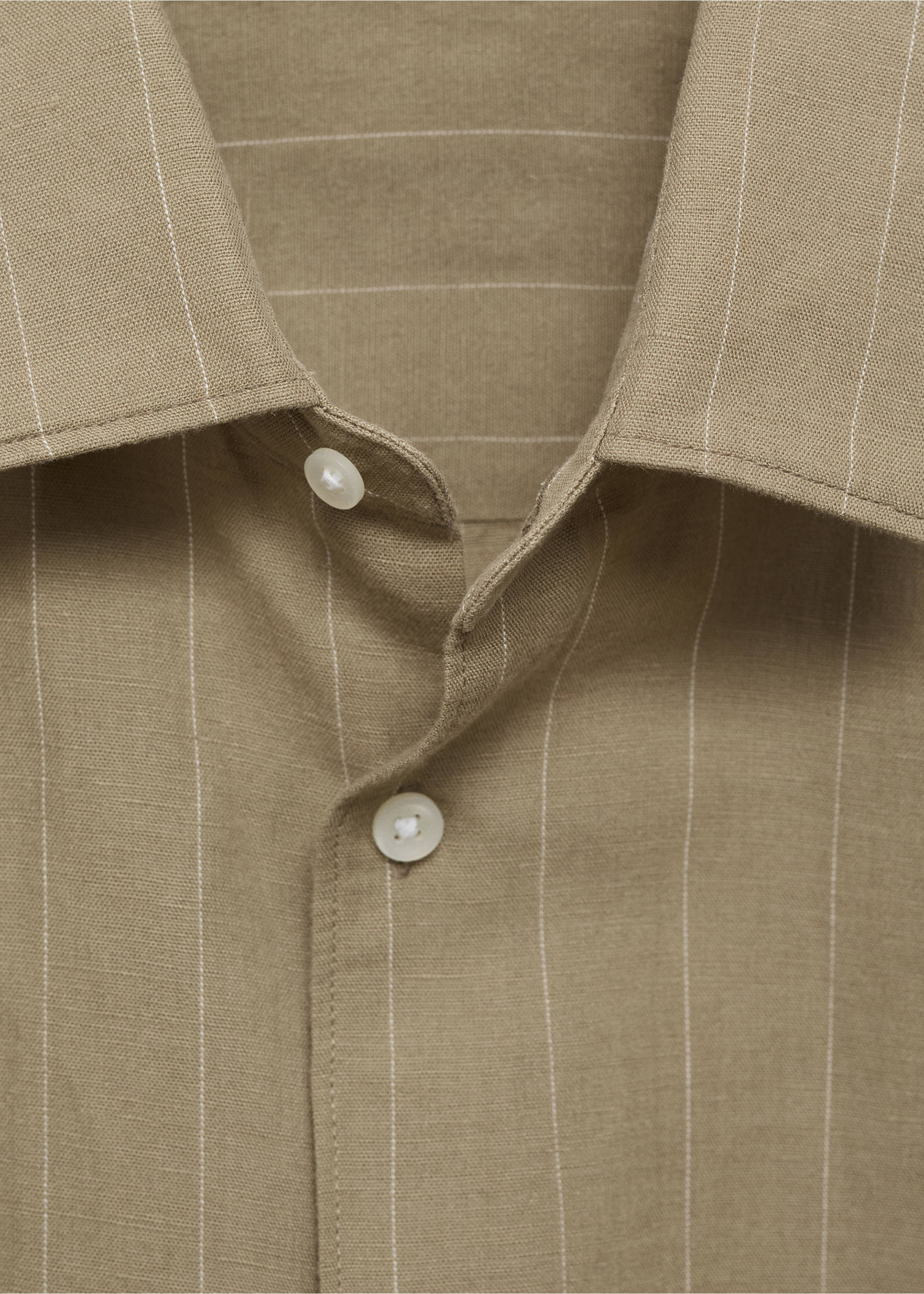 Linen pinstripe shirt - Details of the article 8, Khaki. Ref: 87045951-00.