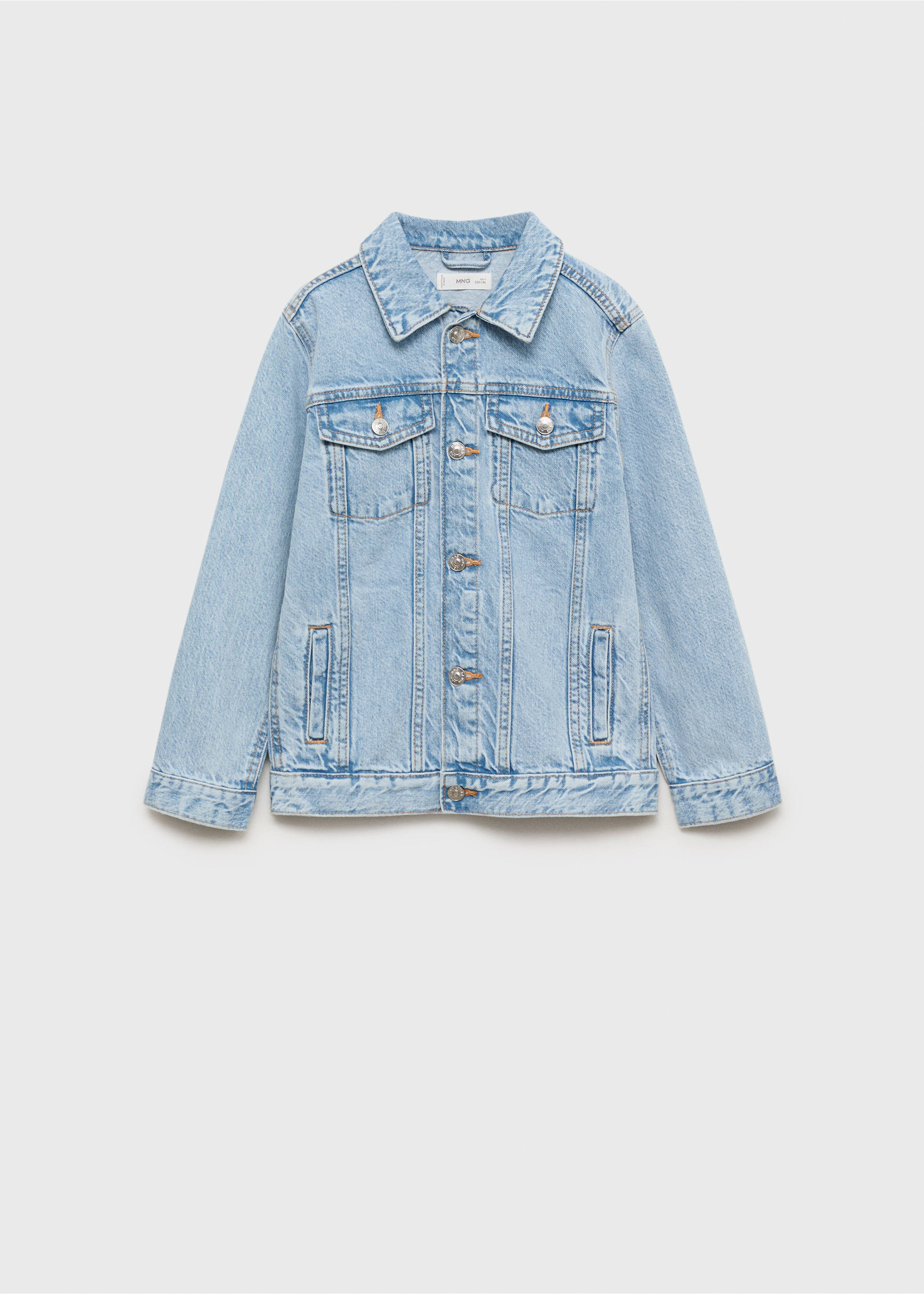 Light blue denim jacket with classic collar, metallic buttons, and chest pockets., Light Blue. Ref: 87045952-00.