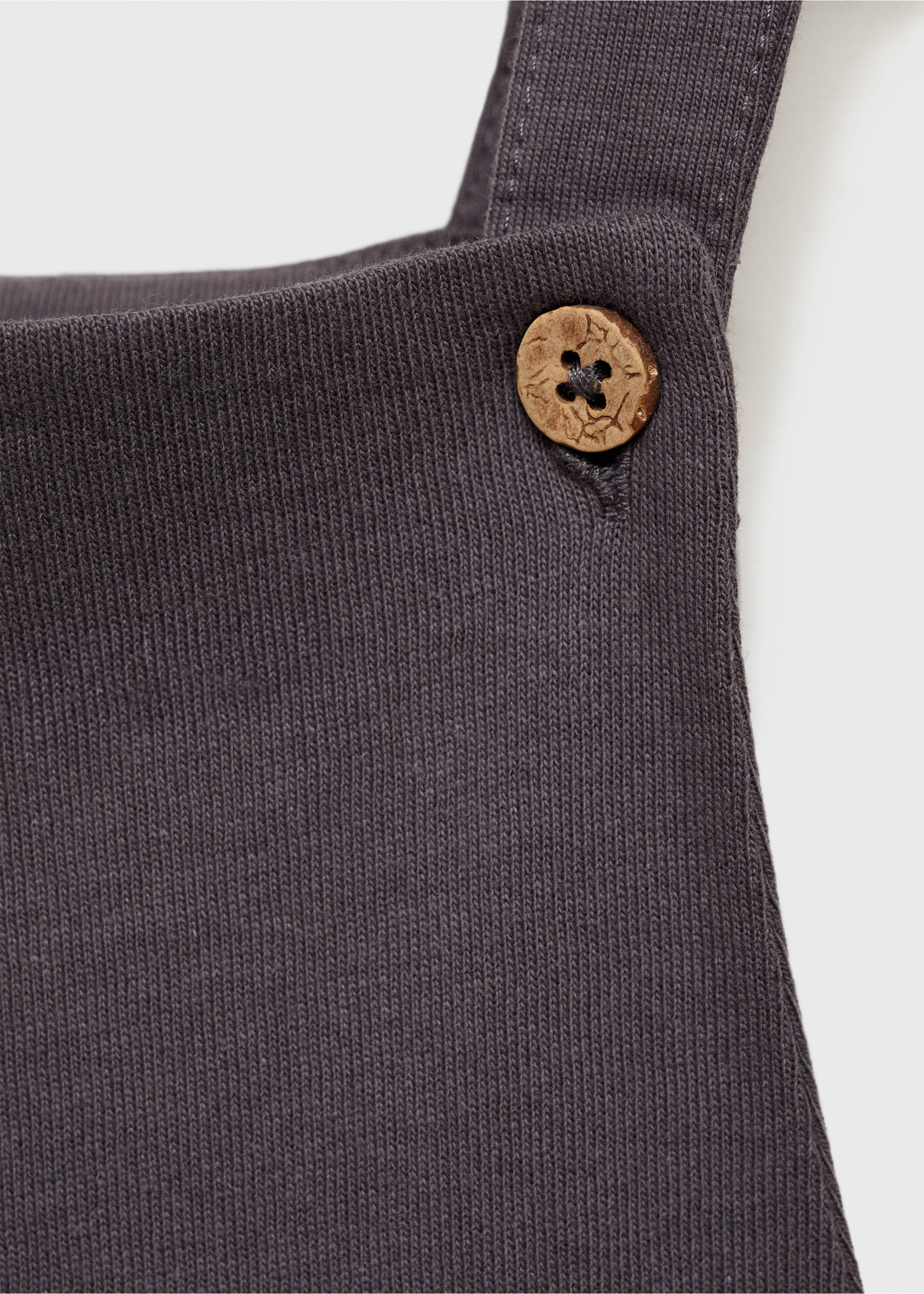 Knitted short dungarees - Details of the article 8, Charcoal. Ref: 87045958-00.