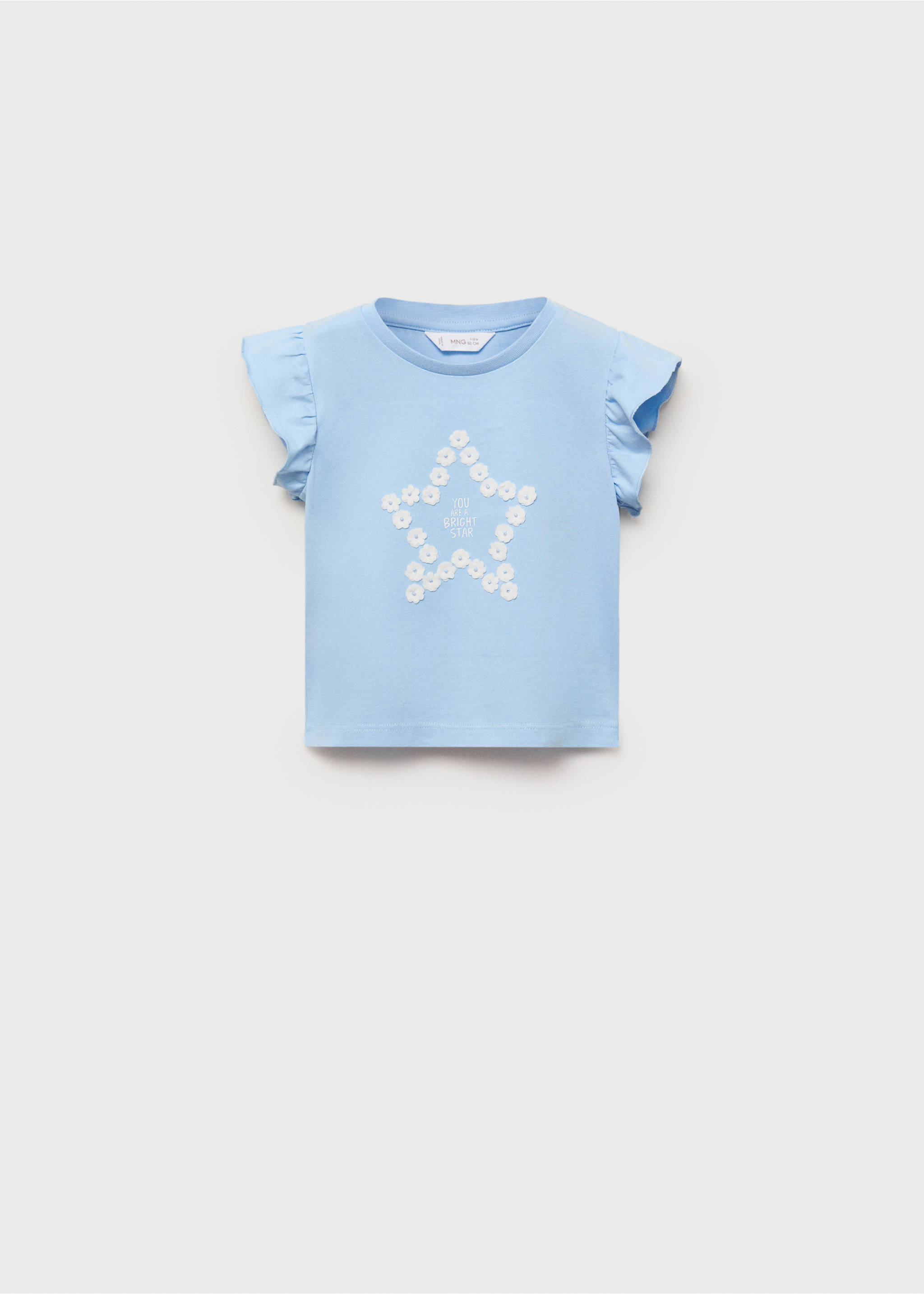 Ruffle embossed t-shirt - Article without model, Sky Blue. Ref: 87045959-00.