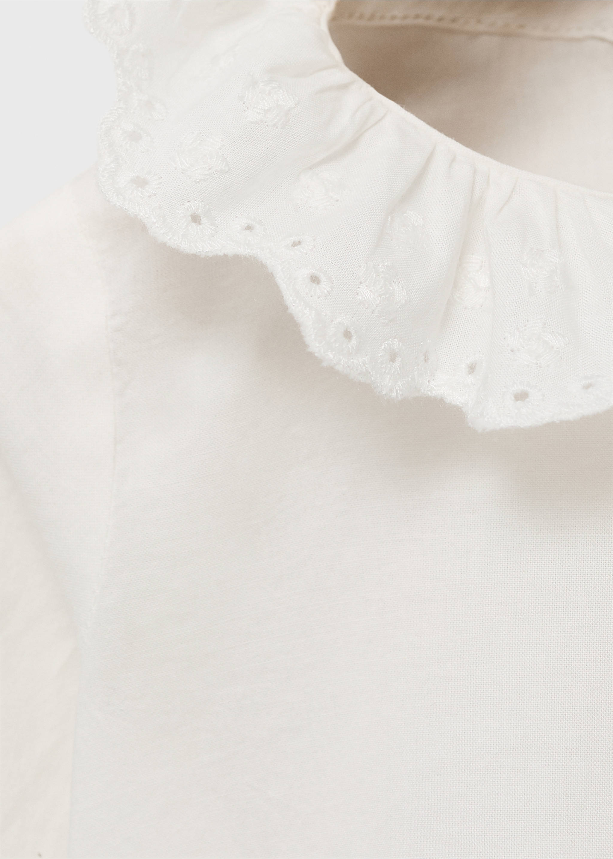 Cotton babydoll neck blouse - Details of the article 8, Off White. Ref: 87045966-00.