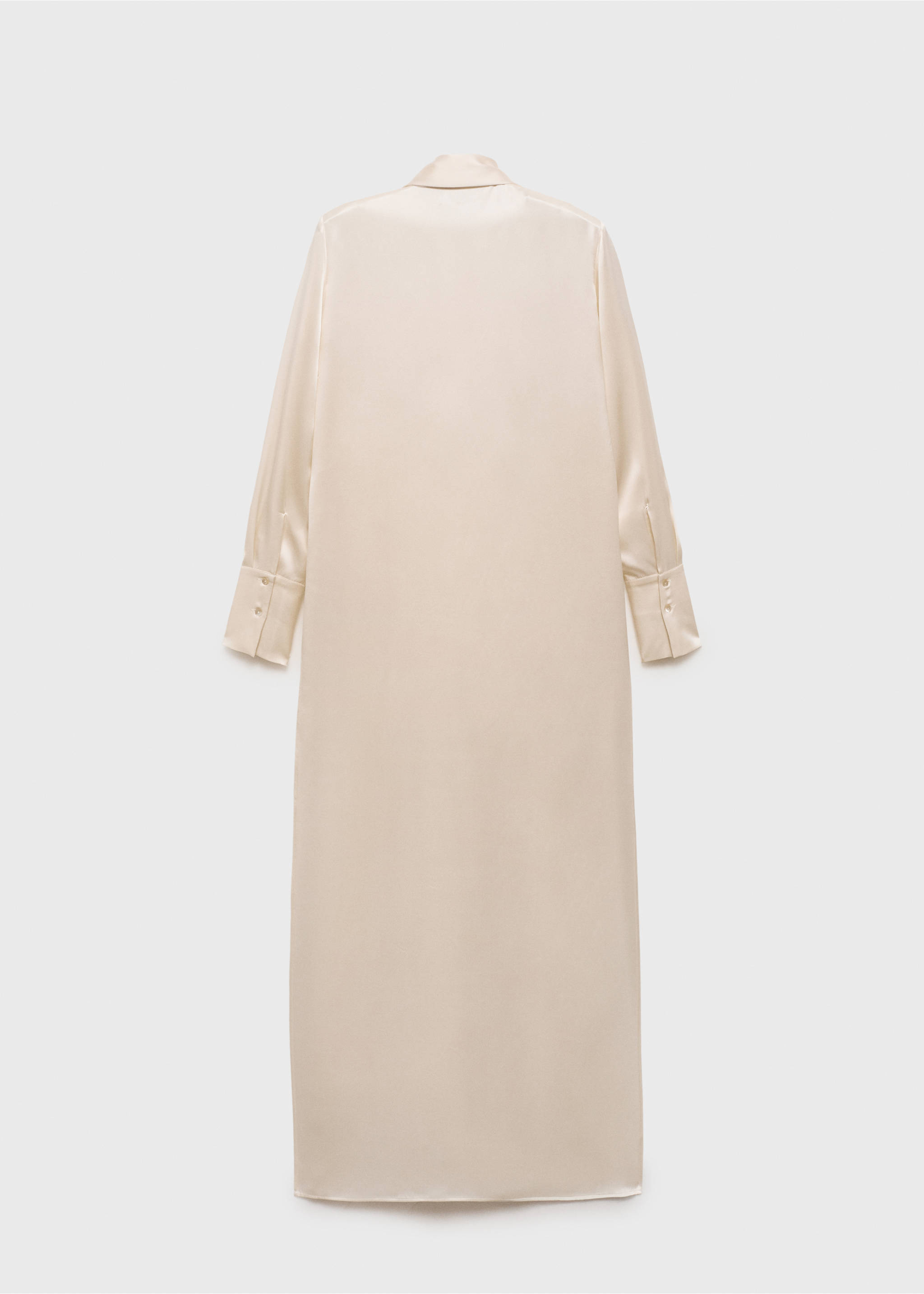 Cream satin long shirt, back view, Ecru. Ref: 87045969-00.