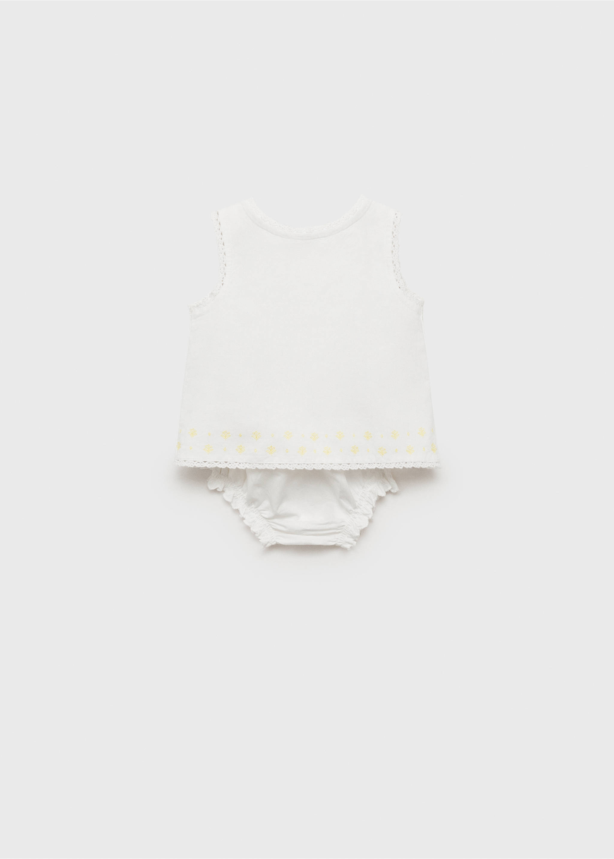 Dress and frog with embroidered details - Article without model, Off White. Ref: 87045974-00.