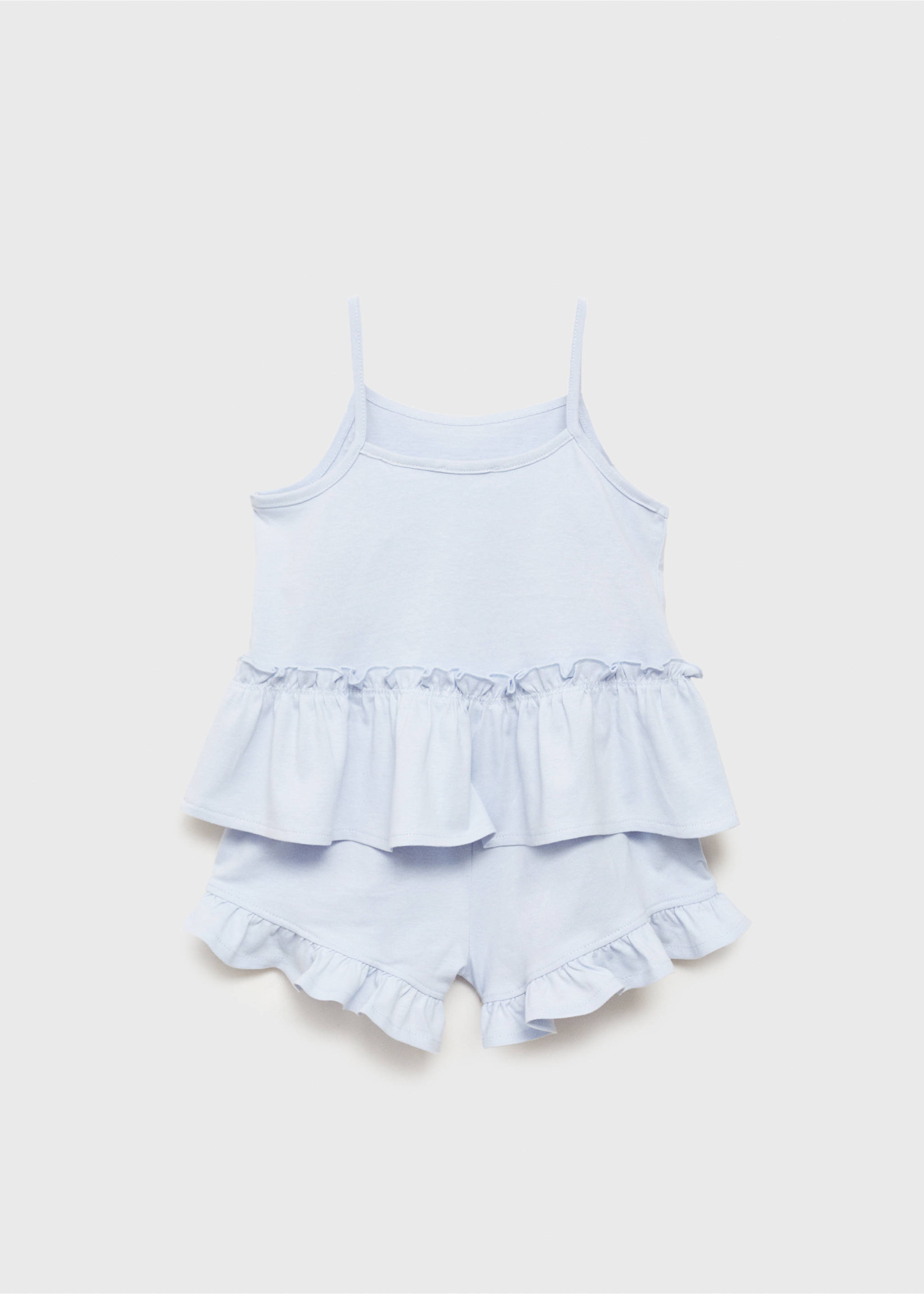 Pyjama shorts with ruffles - Reverse of the article, Sky Blue. Ref: 87045976-00.