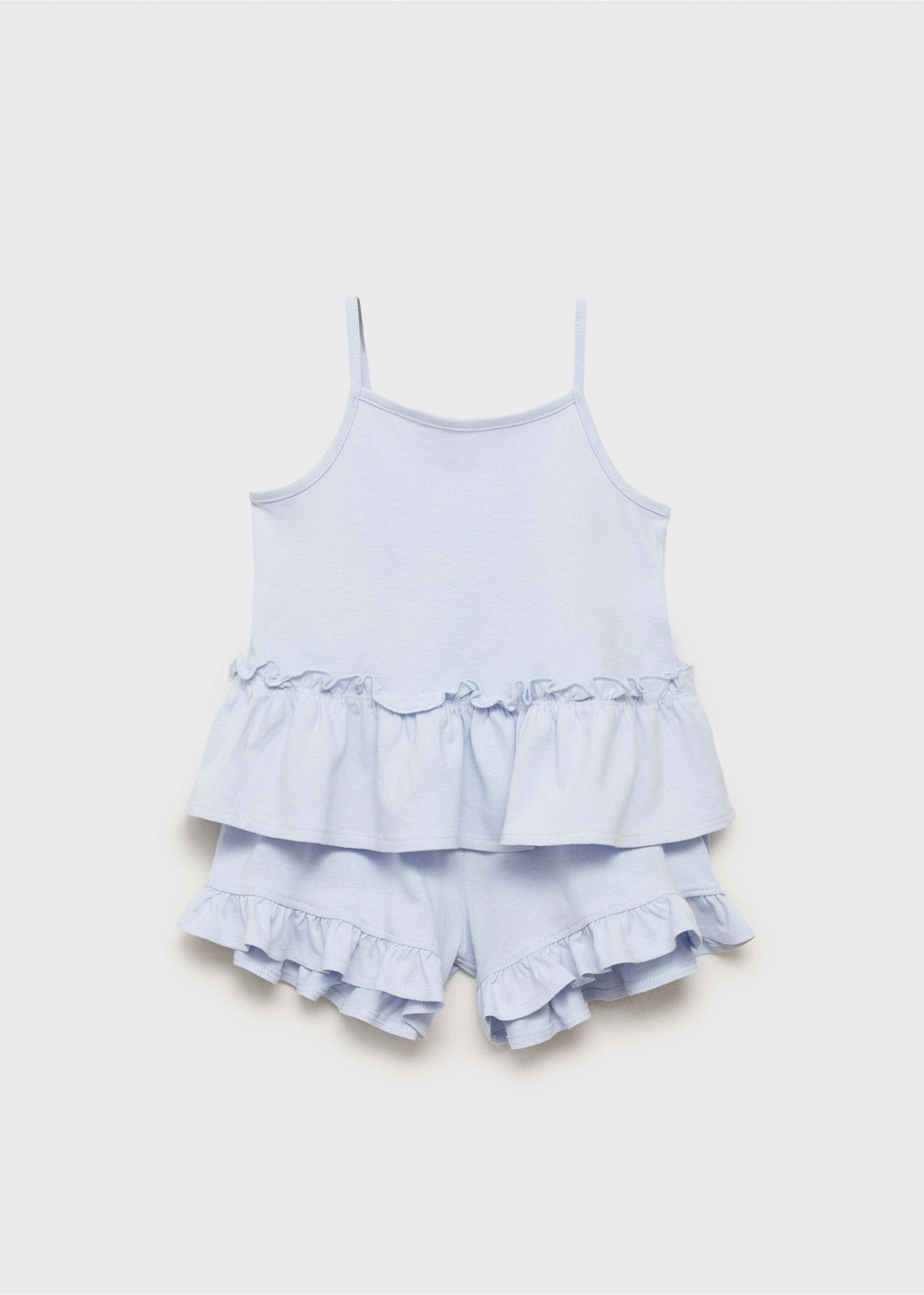 Pyjama shorts with ruffles - Article without model, Sky Blue. Ref: 87045976-00.
