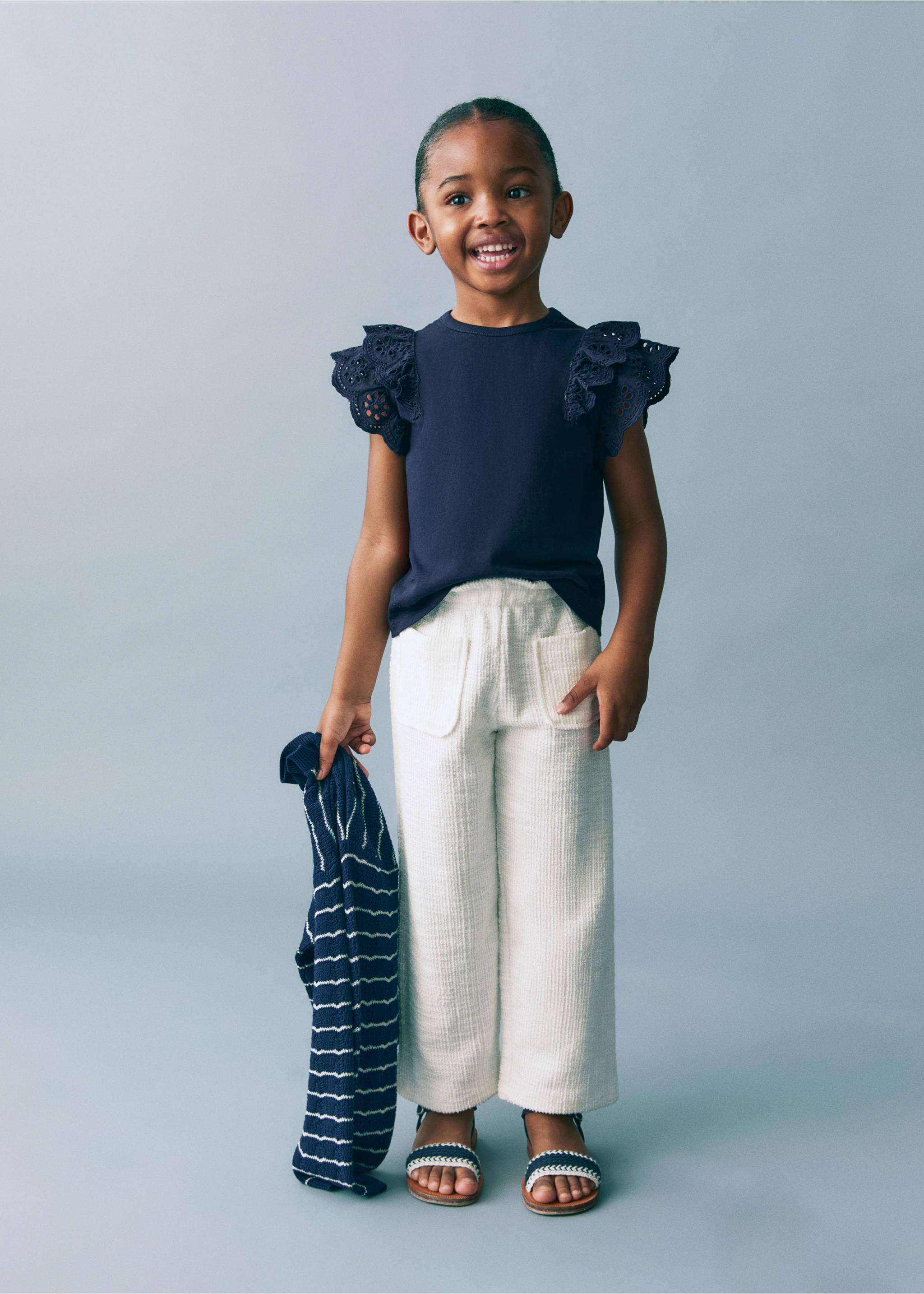 Gerade Tweed-Hose - Allgemeine Ansicht, Cremeweiß. Ref: 87045978-00.