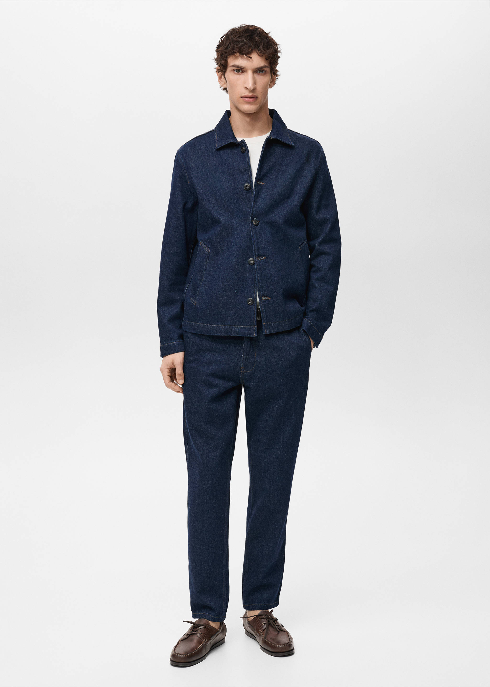 Regular-fit jeans met donkere wassing - Overzichtstekening, Open blauw. Ref: 87045984-00.