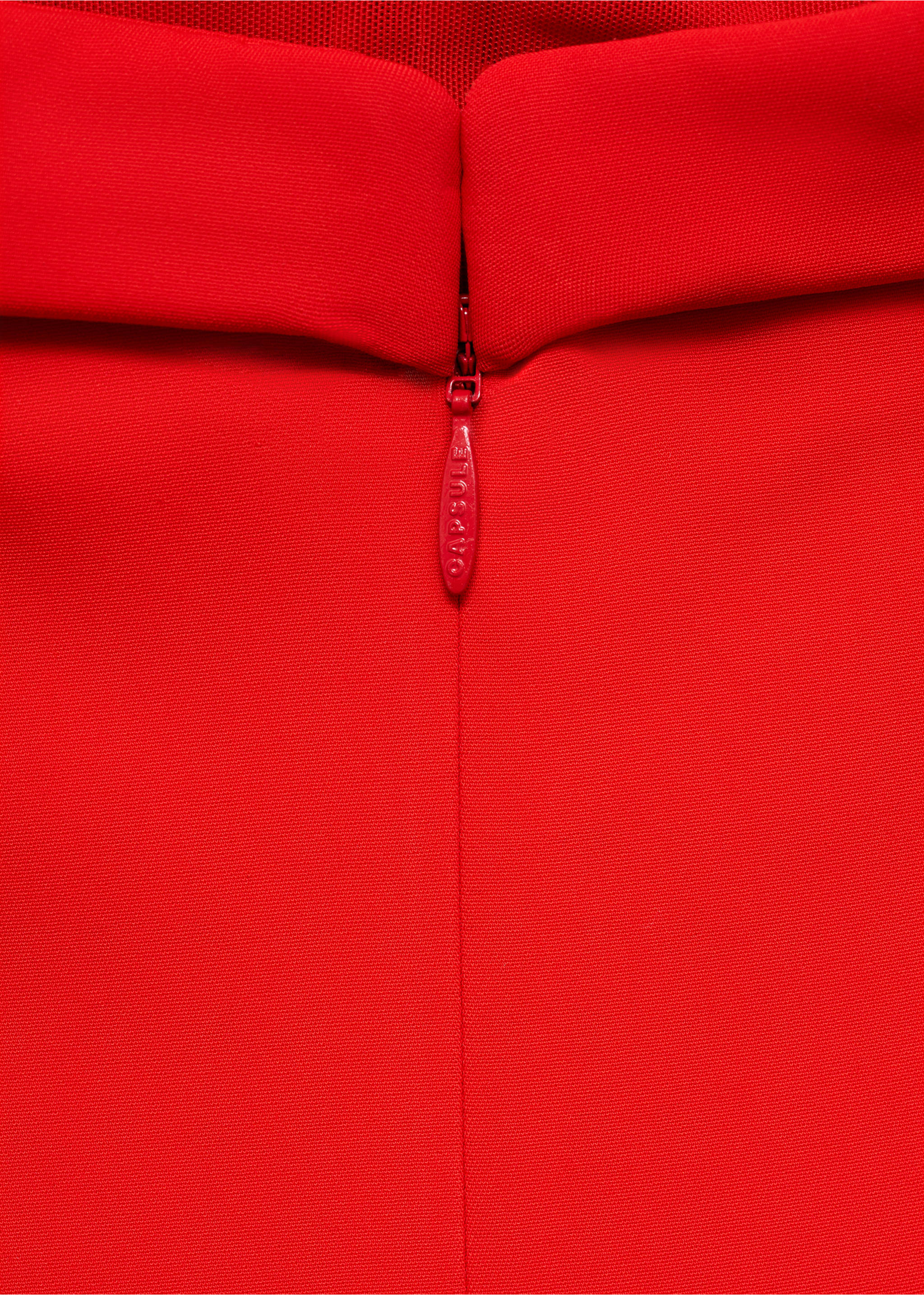 Close-up of the red dress fabric showing the zipper detail and mesh upper section., Red. Ref: 87045992-00.