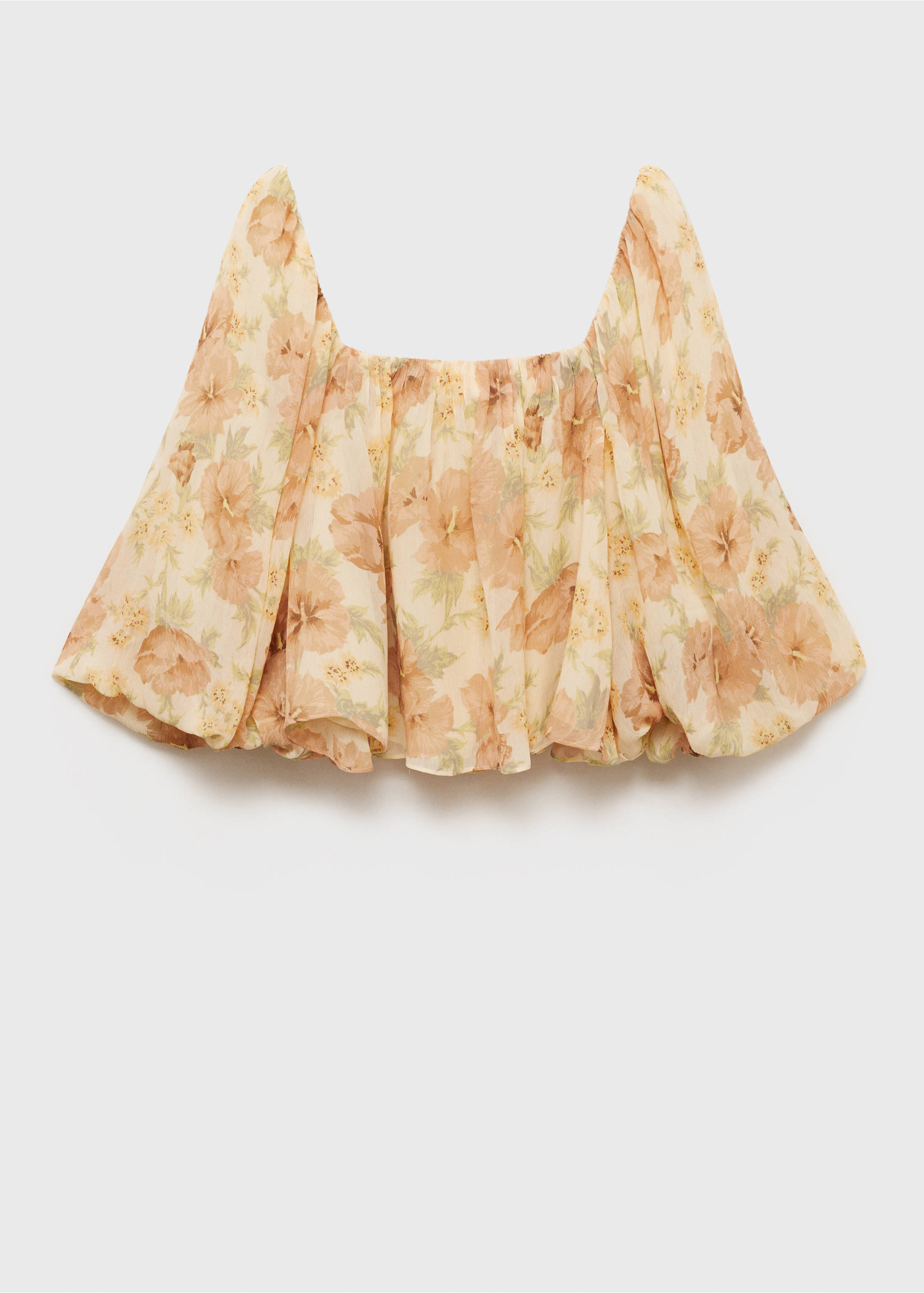 Open-back floral blouse - Article without model, Ecru. Ref: 87045994-00.
