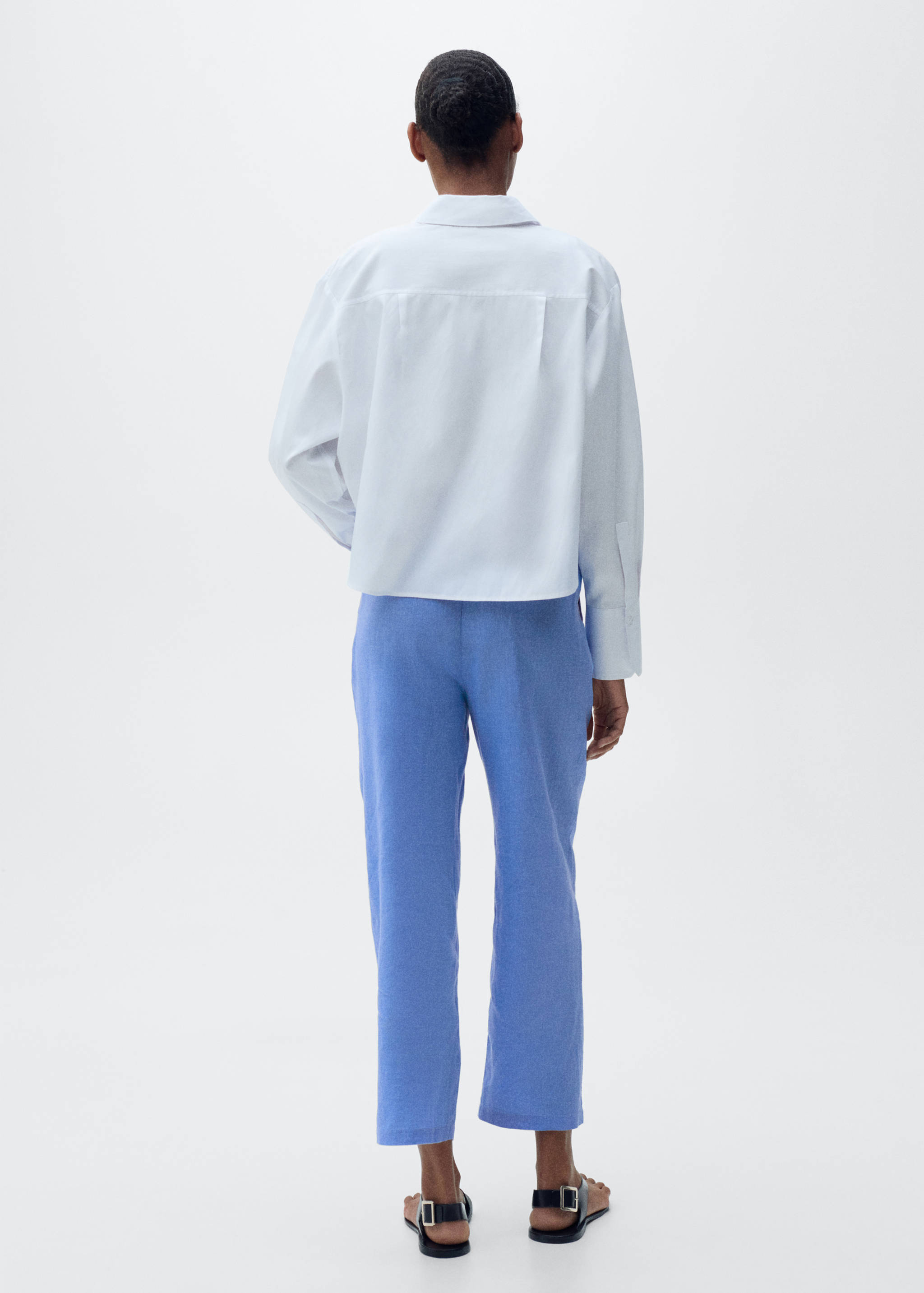 Straight linen-blend trousers - Reverse of the article