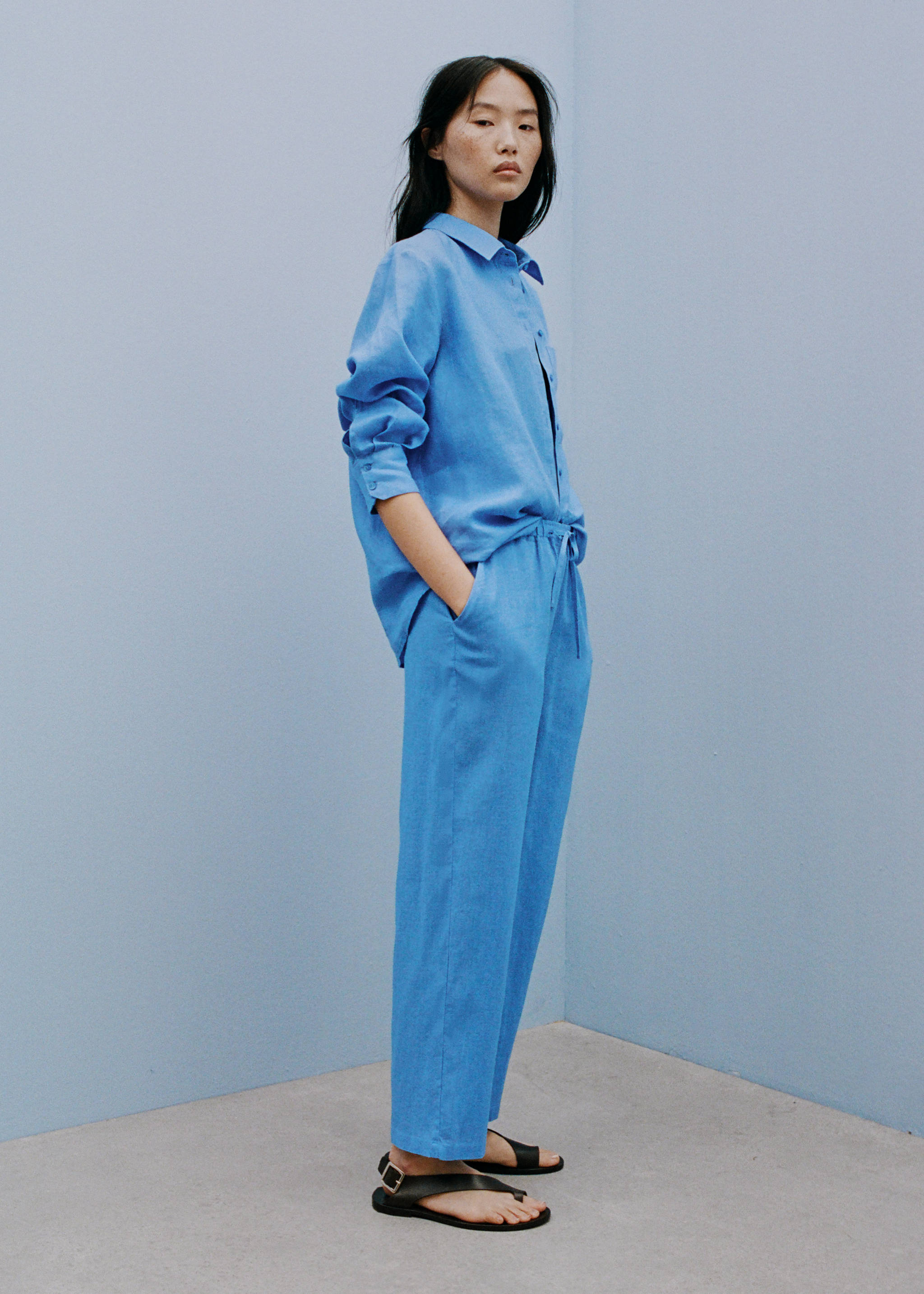 Straight linen-blend trousers - Details of the article 6