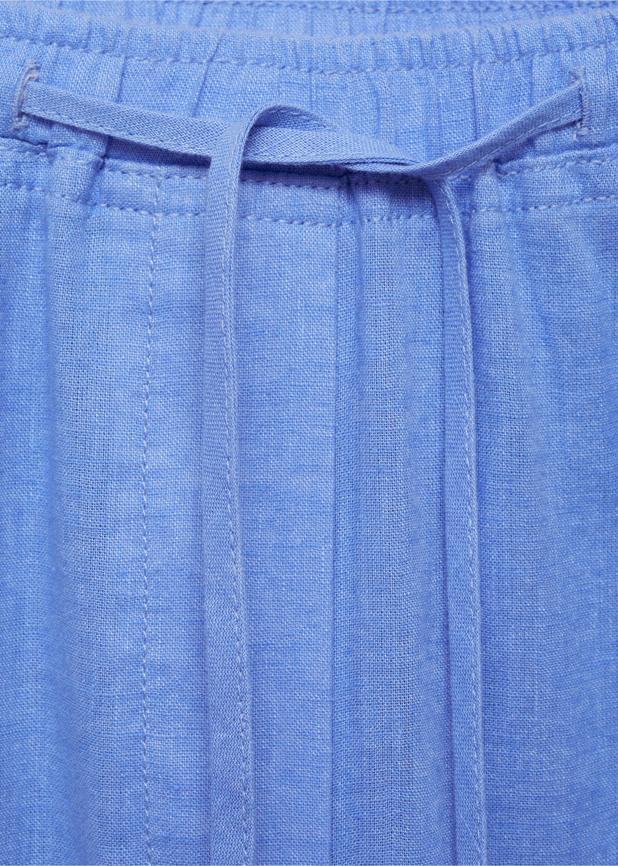 Straight linen-blend trousers - Details of the article 8, Blue. Ref: 87046342-00.