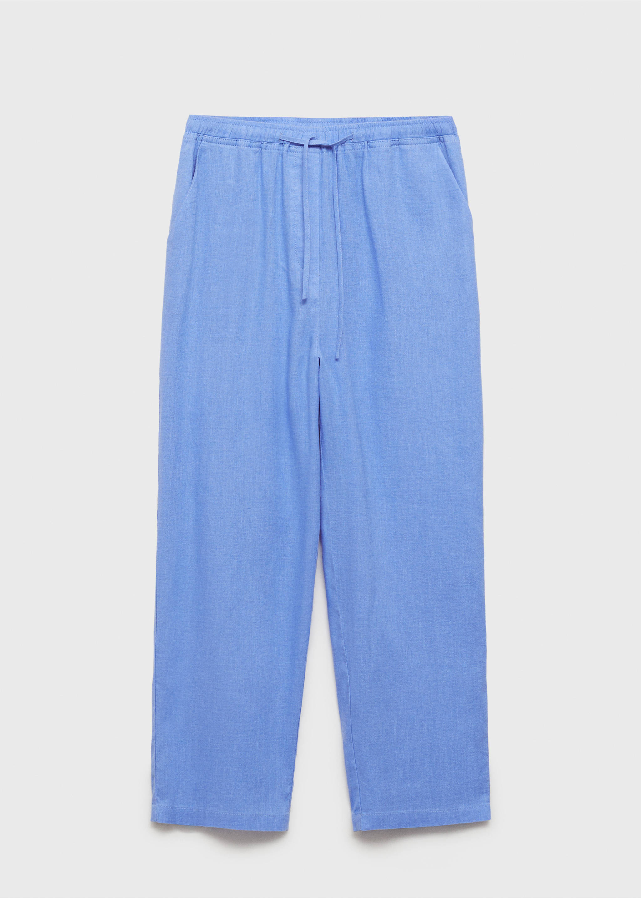 Straight linen-blend trousers - Article without model, Blue. Ref: 87046342-00.