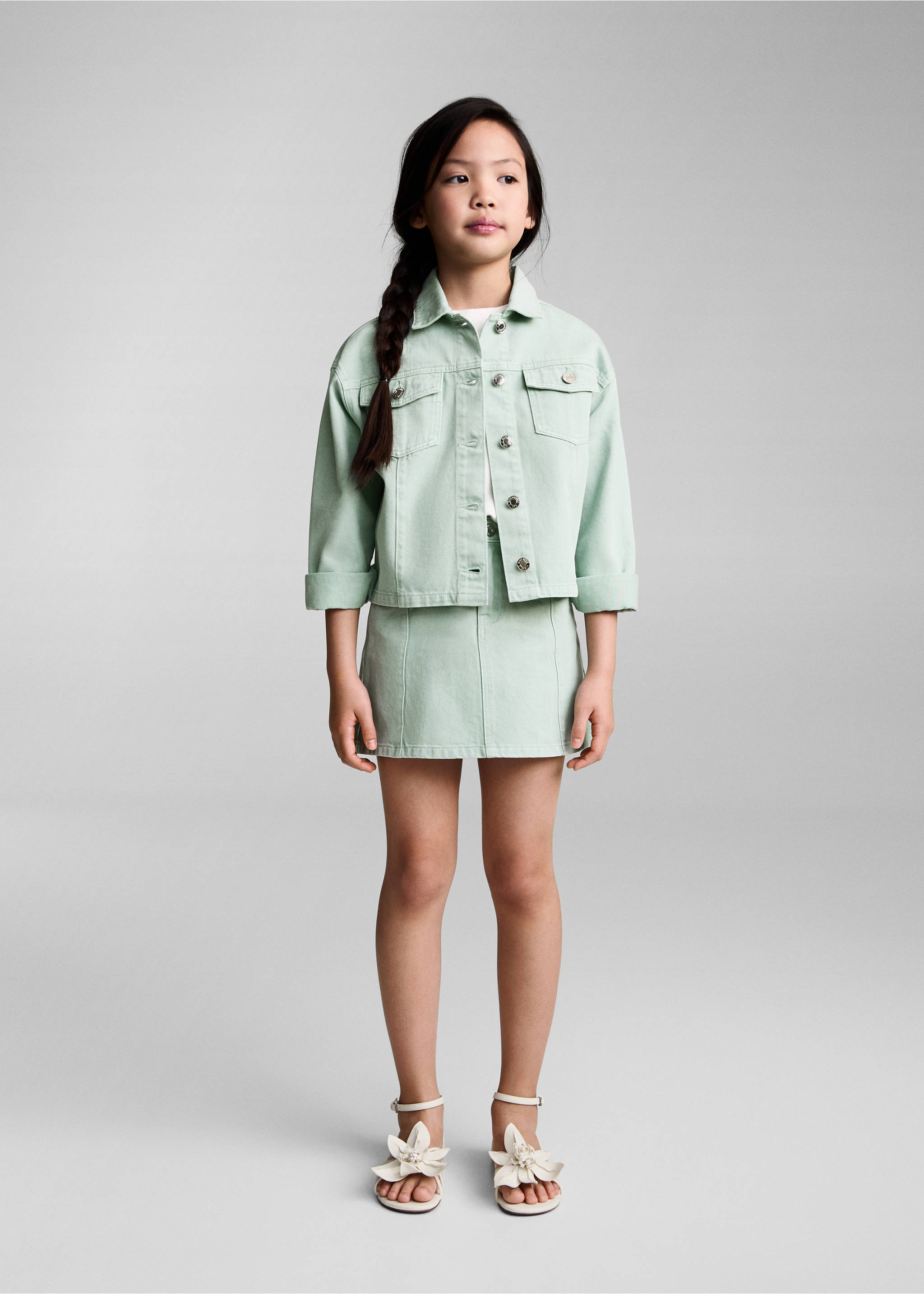 Jeansjacke mit Taschen - Allgemeine Ansicht, Pastellgrün. Ref: 87046345-00.