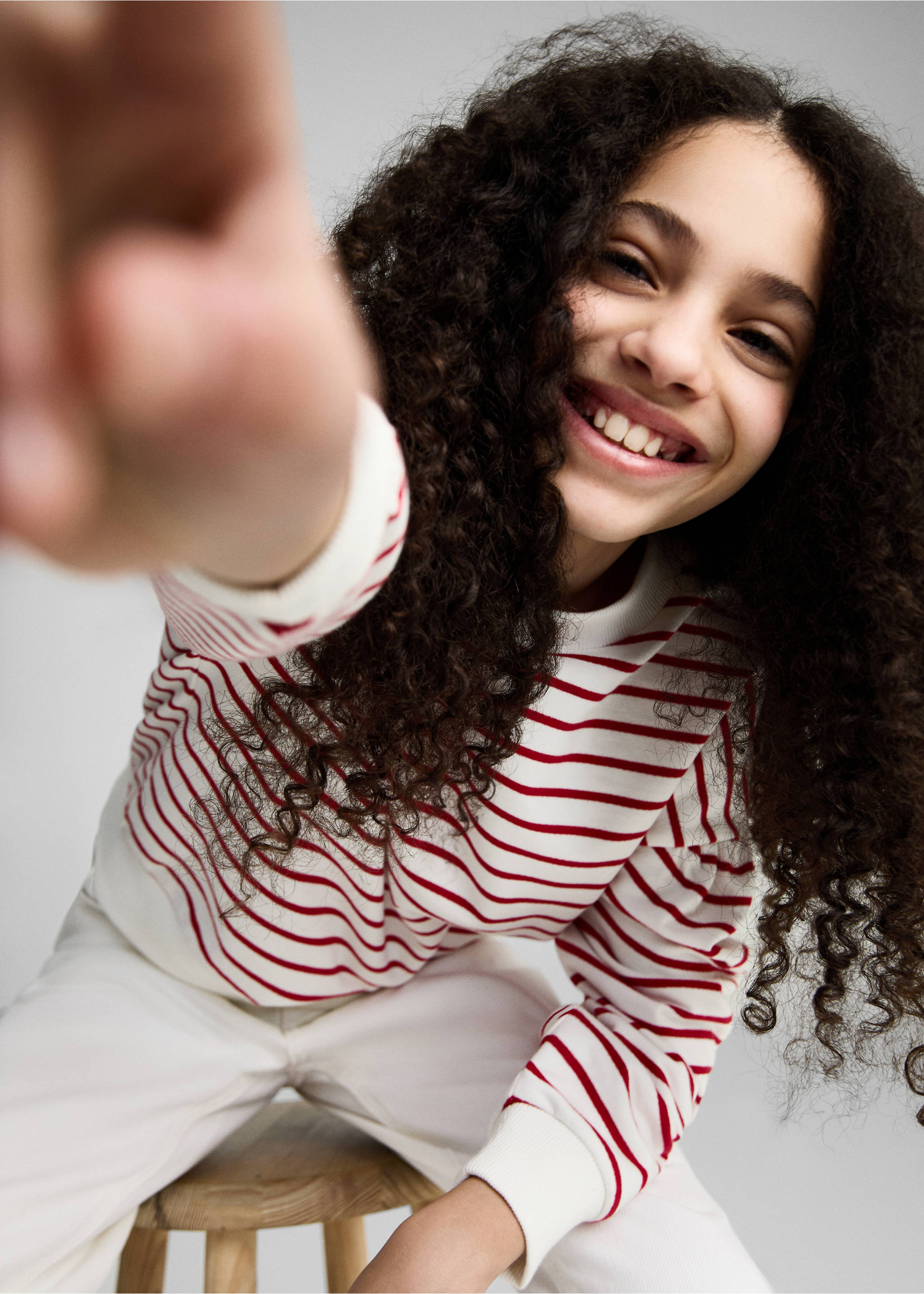 Sudadera algodón rayas - Detalle del artículo 2, Rojo. Ref: 87046346-00.