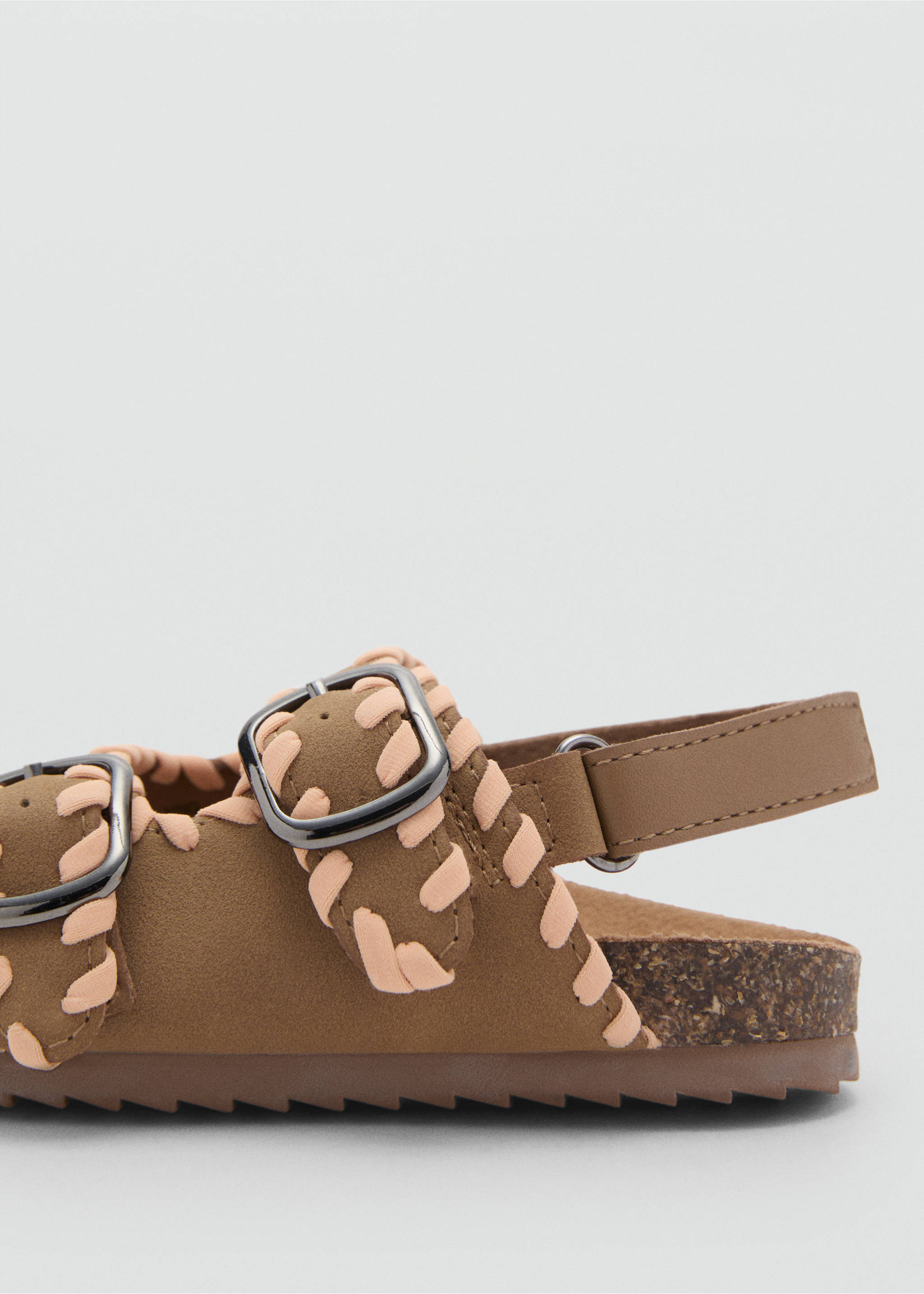 Strap sandals with buckle - Details of the article 1, Medium Brown. Ref: 87046359-00.