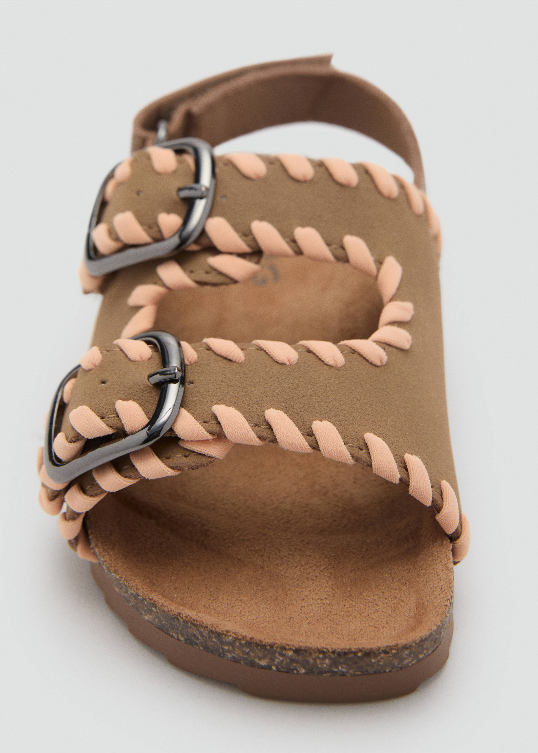 Strap sandals with buckle - Details of the article 2, Medium Brown. Ref: 87046359-00.