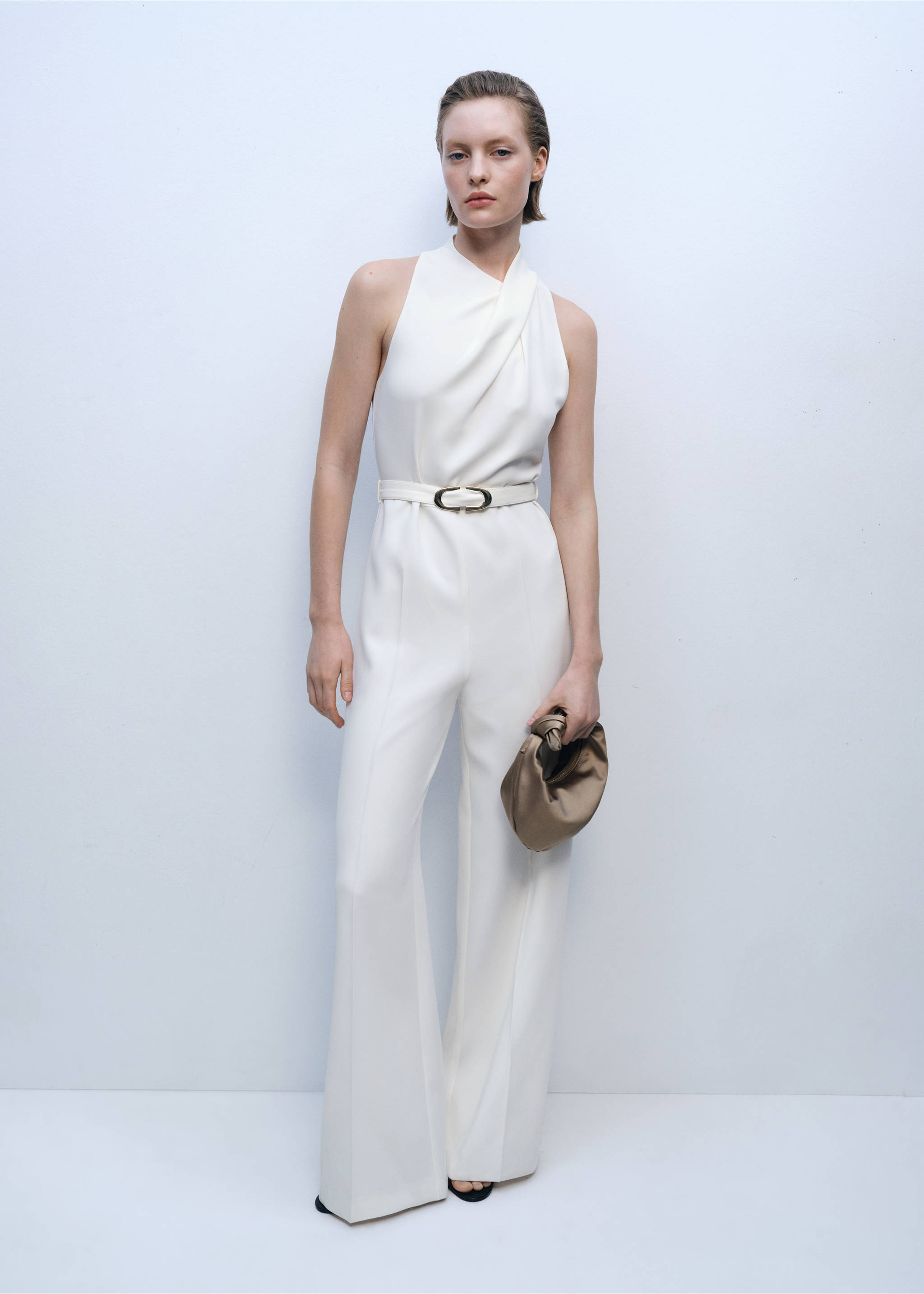 Belt long jumpsuit - General plane, Ecru. Ref: 87046372-00.