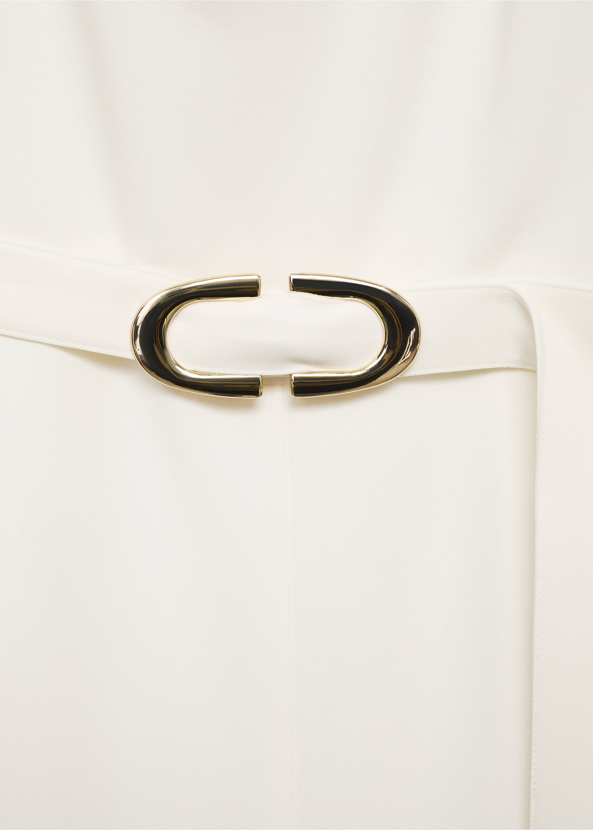 Belt long jumpsuit - Details of the article 8, Ecru. Ref: 87046372-00.