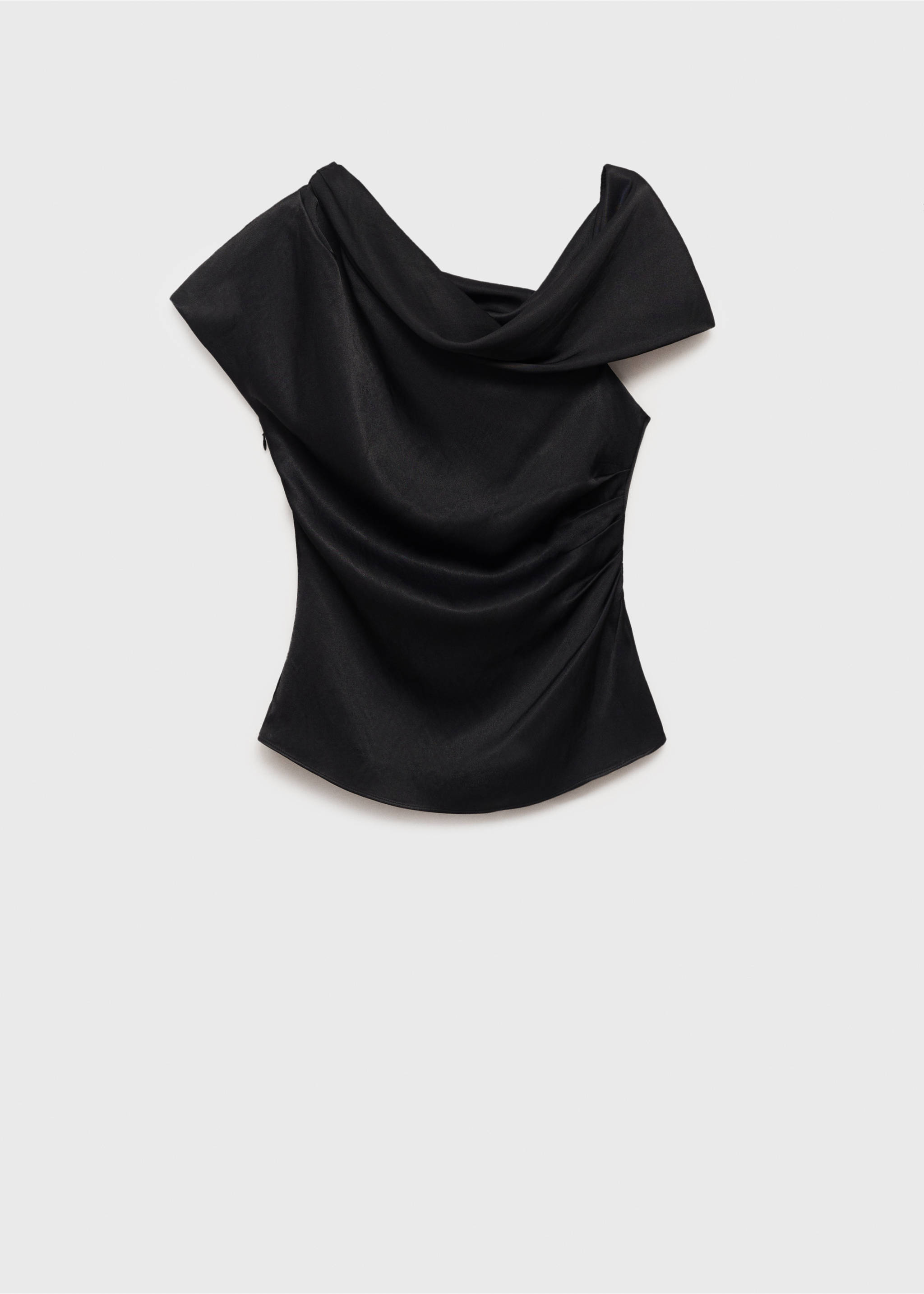 Short-sleeved draped blouse - Article without model, Black. Ref: 87046374-00.