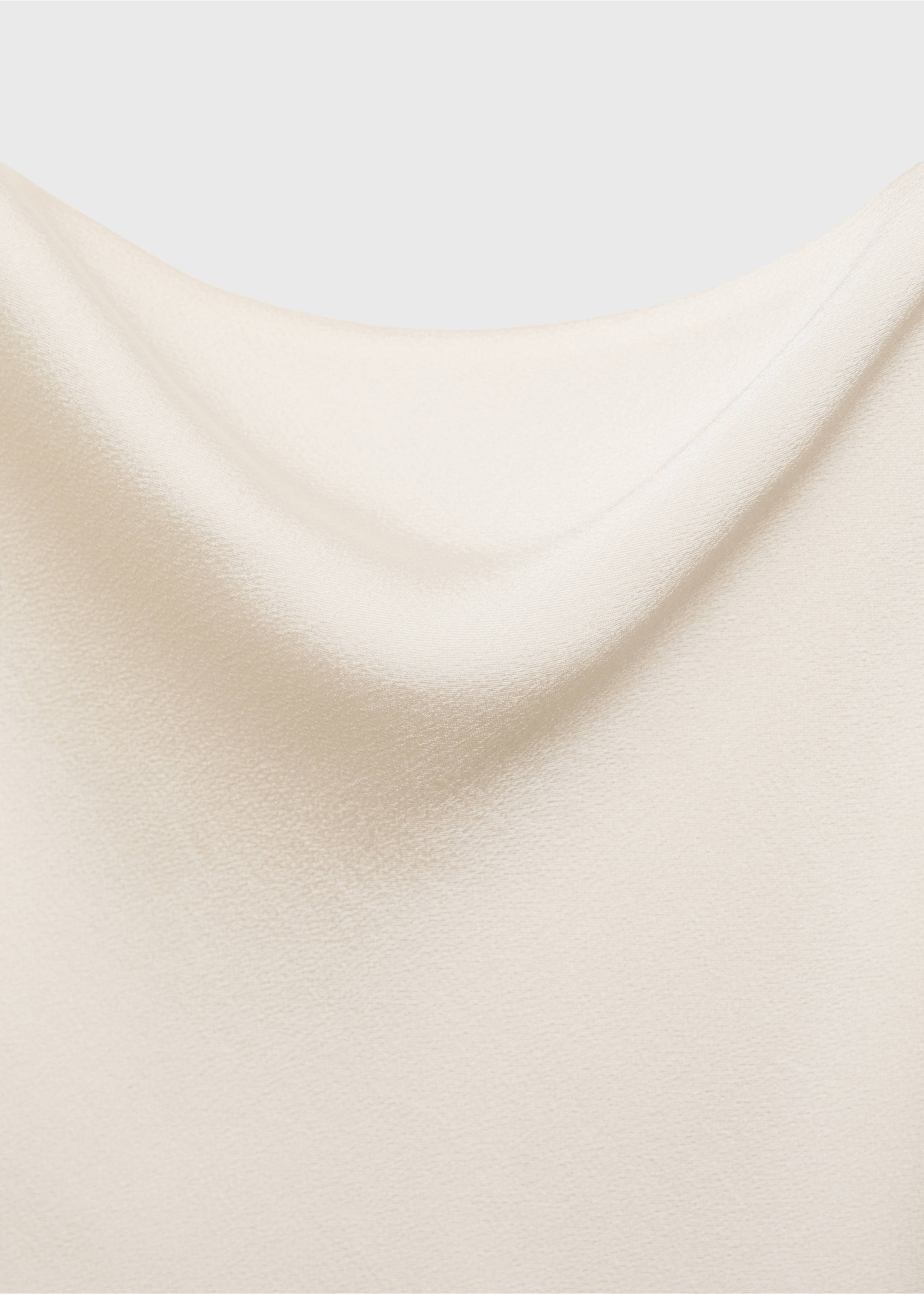 Satin top with draped neckline - Details of the article 8, Ecru. Ref: 87046712-00.
