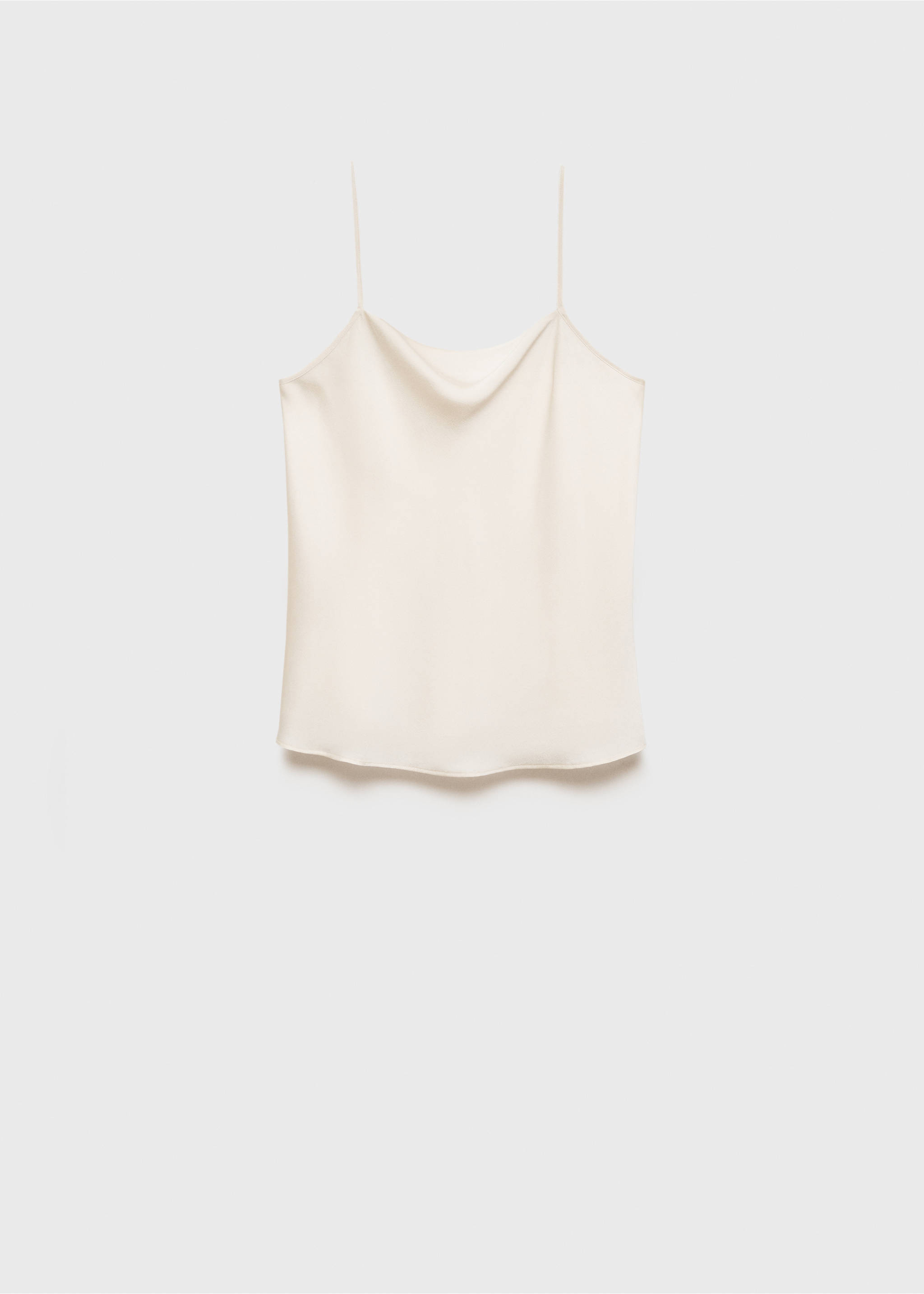 Satin top with draped neckline - Article without model, Ecru. Ref: 87046712-00.